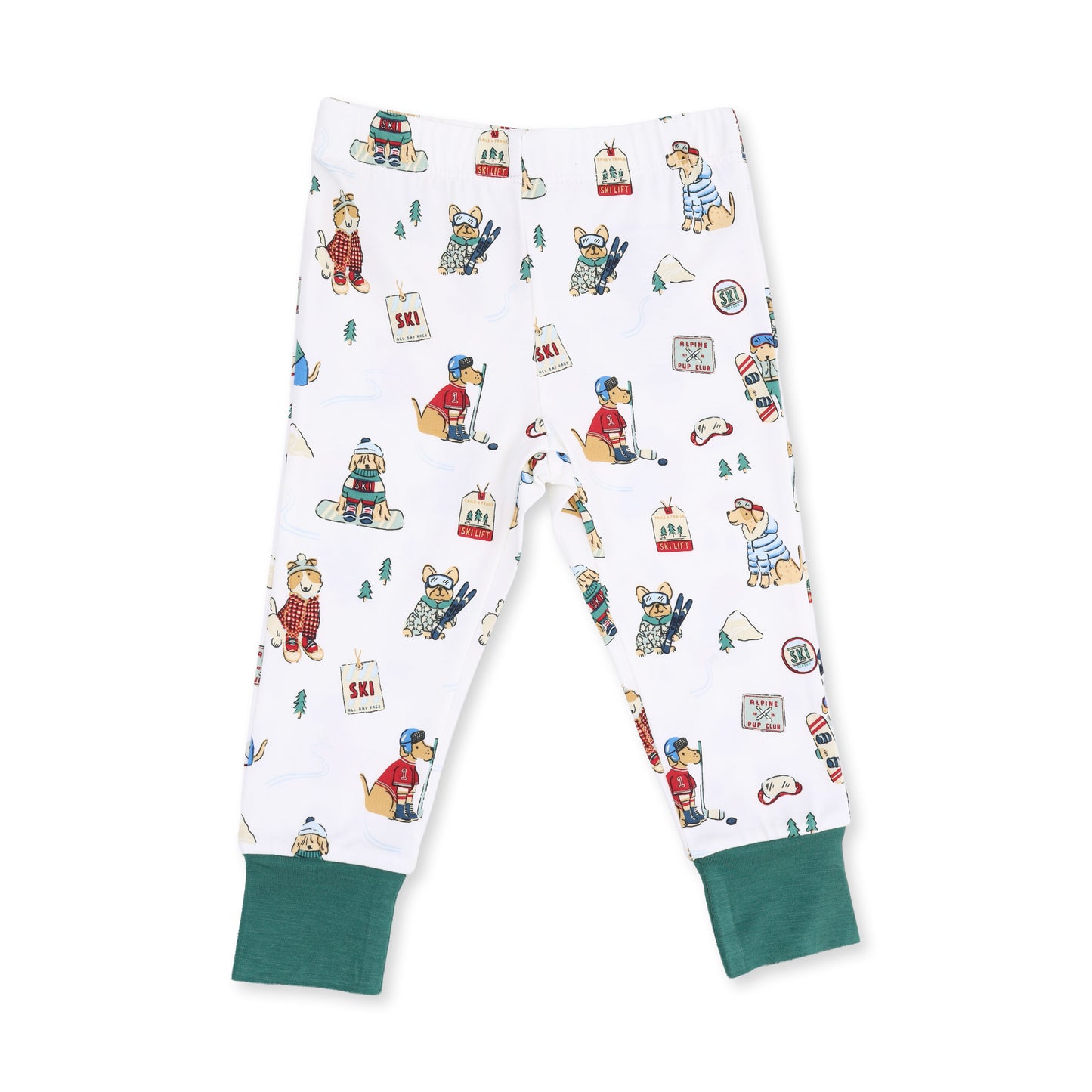 Winter Sports Dogs Green - Long Sleeve Loungewear Set