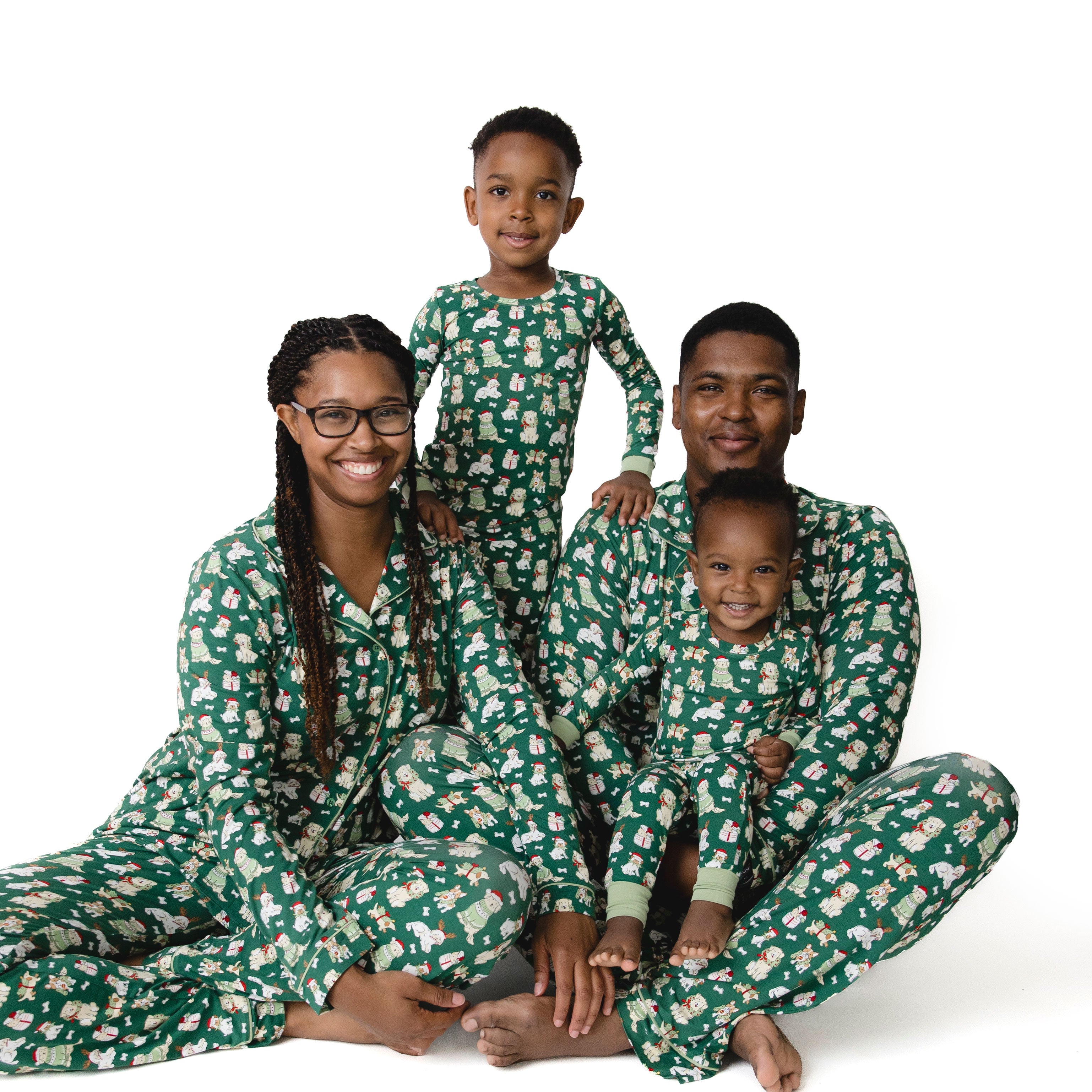 Christmas Dogs Uni - Adult Long Sleeve Coat Style and Pant with Pockets
