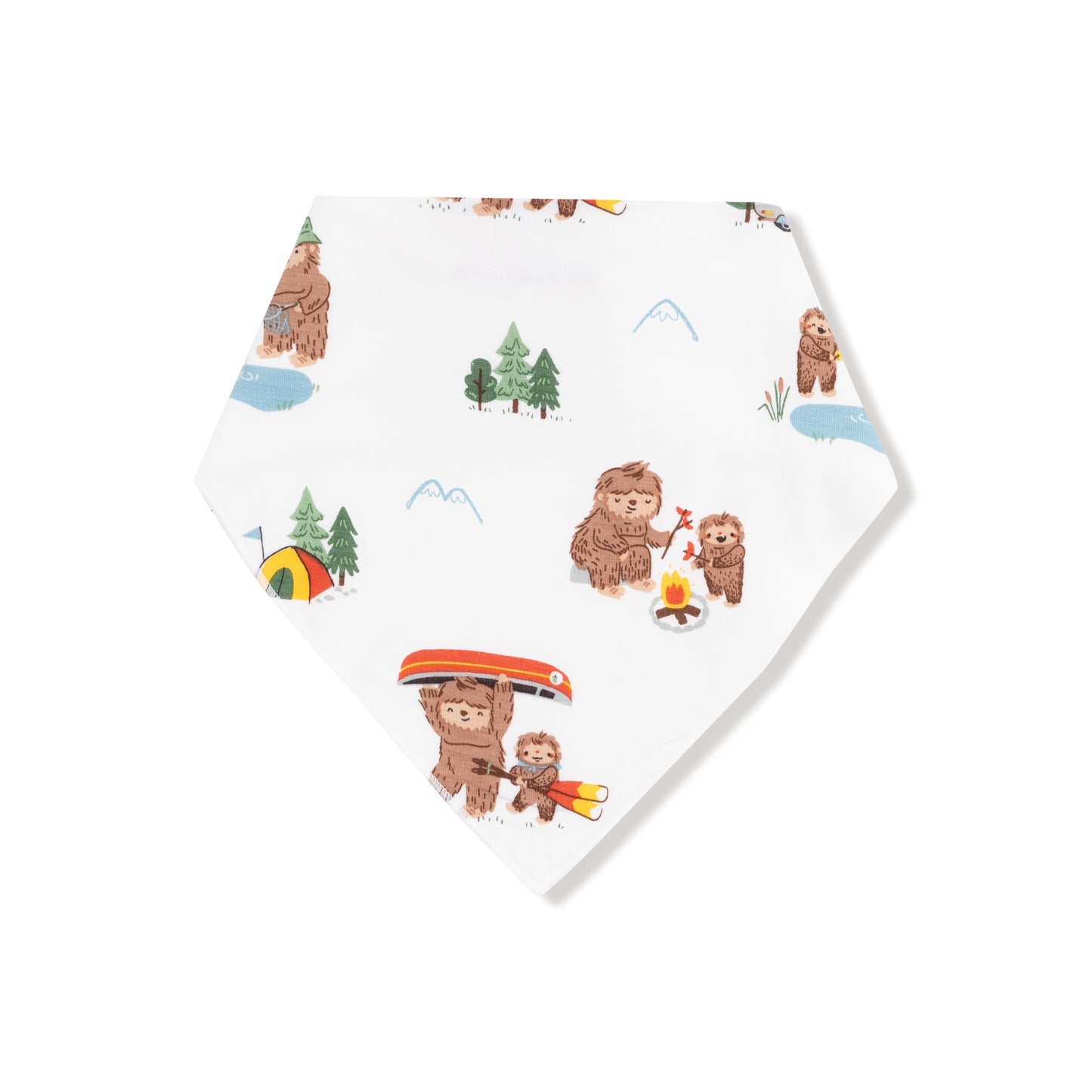 Bandana Bib in our  Bigfoot Camping print from Angel Dear