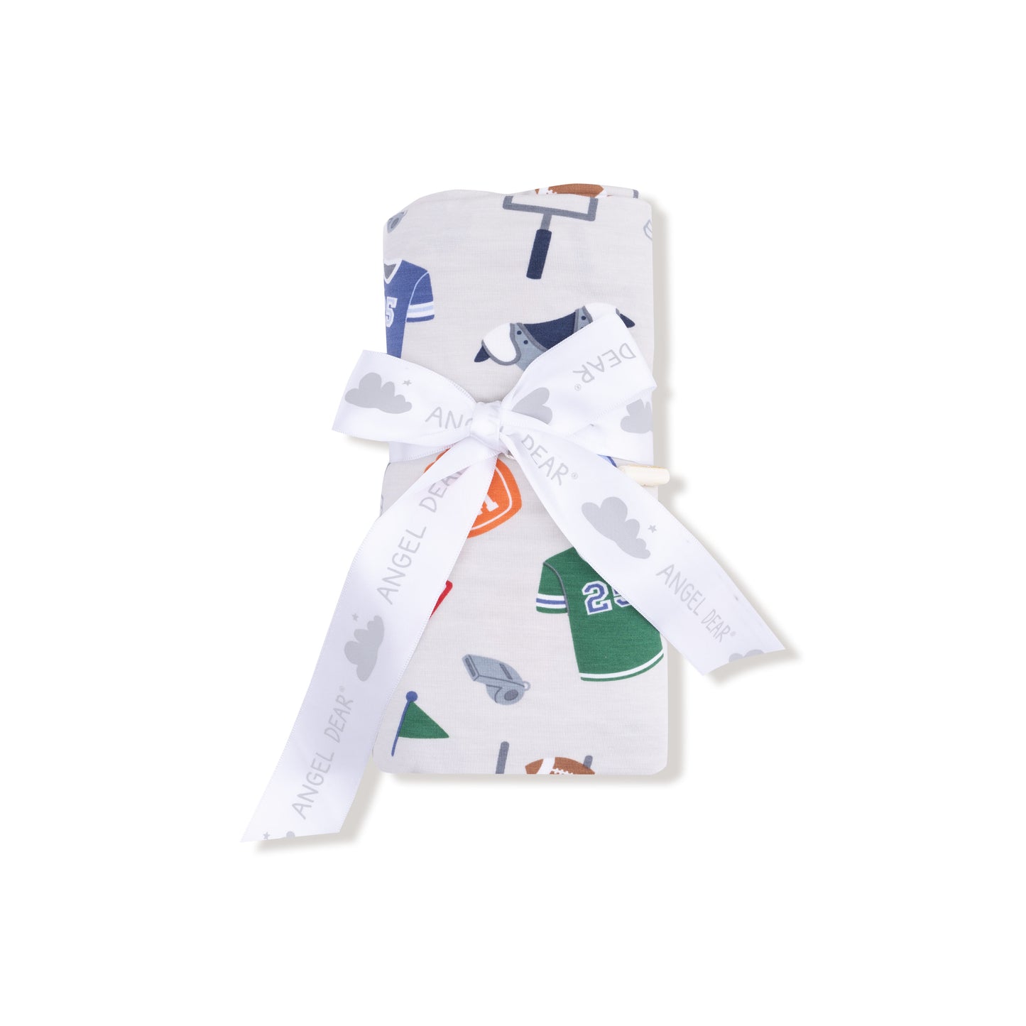Swaddle Blanket in our  Game Day - Grey print from Angel Dear