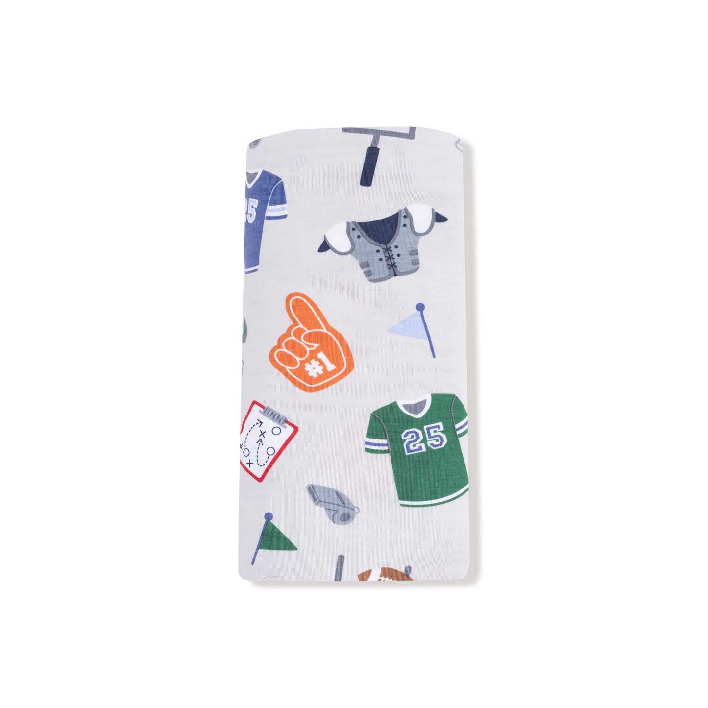 Swaddle Blanket in our  Game Day - Grey print from Angel Dear