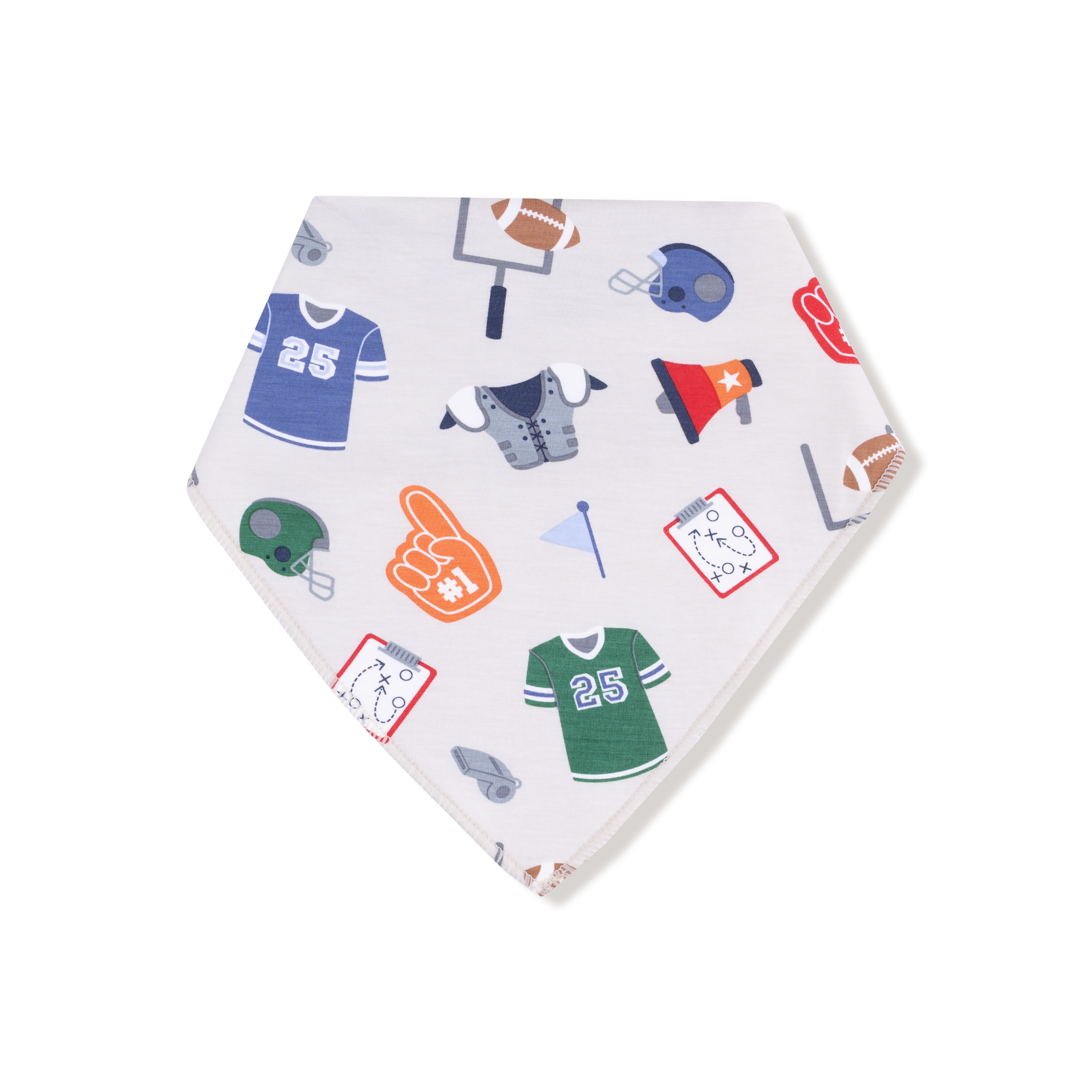 Bandana Bib in our  Game Day - Grey print from Angel Dear