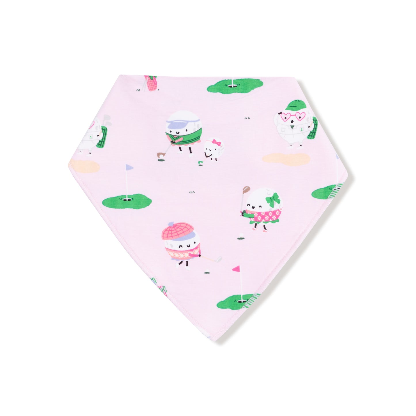 Bandana Bib in our  Golf Pros - Pink print from Angel Dear