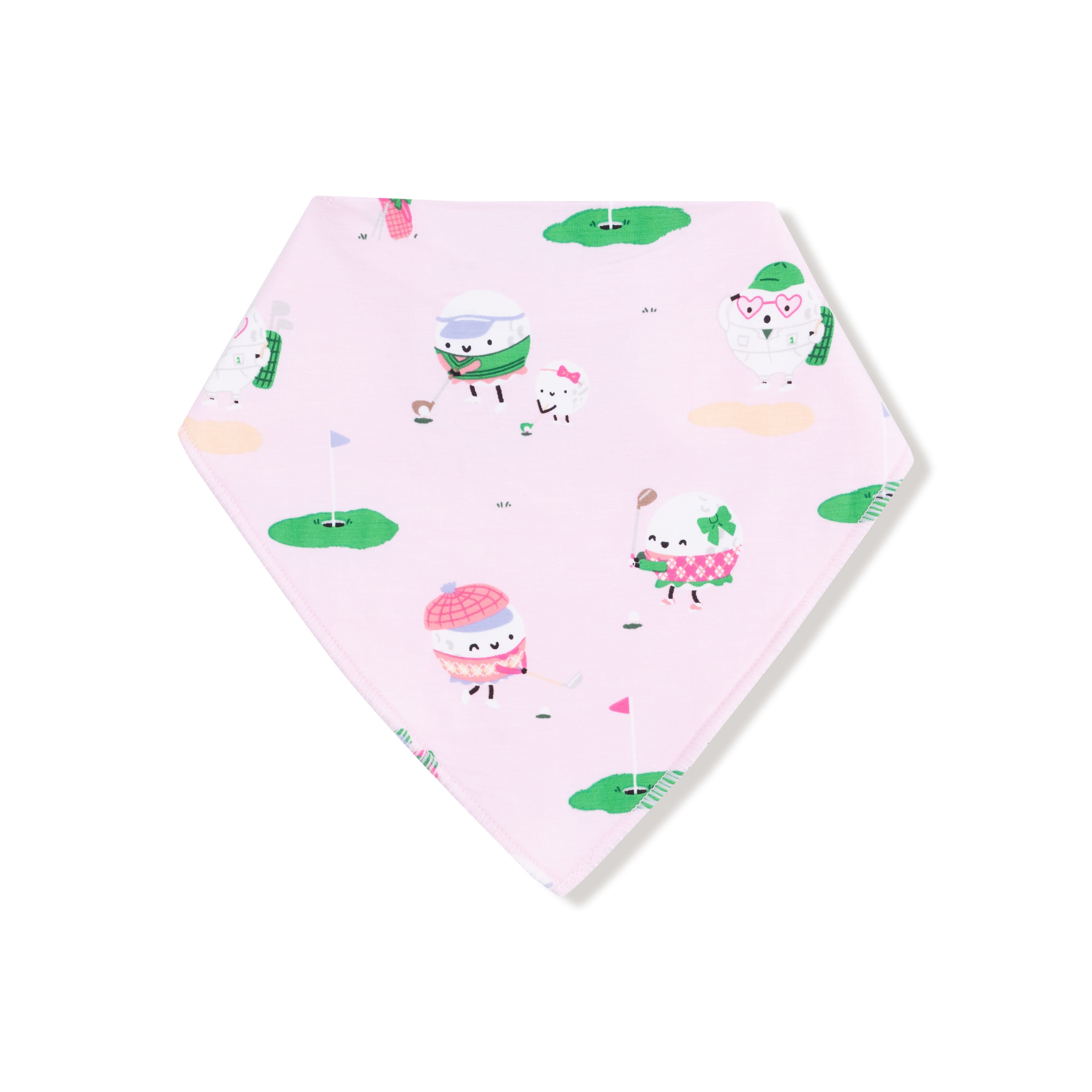 Bandana Bib in our  Golf Pros - Pink print from Angel Dear