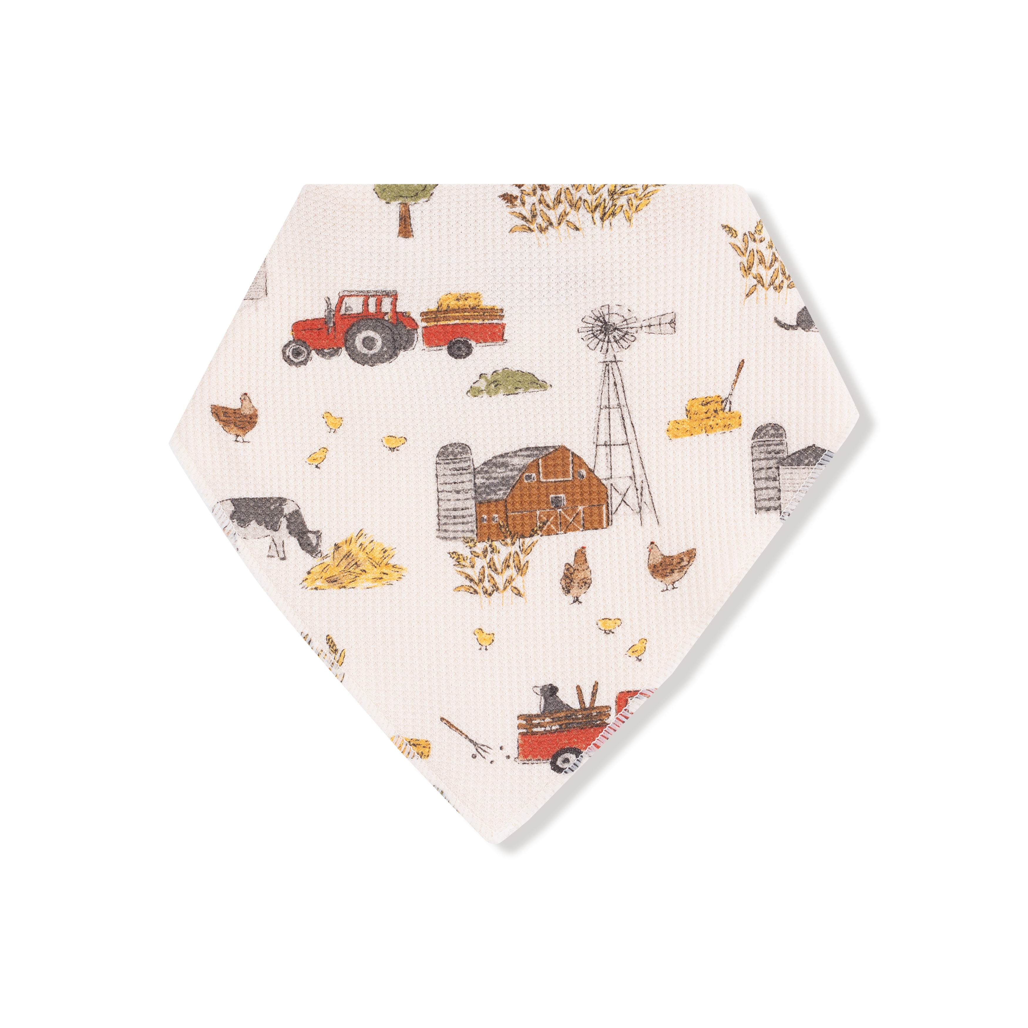 Bandana Bib in our  Hay Farmer print from Angel Dear