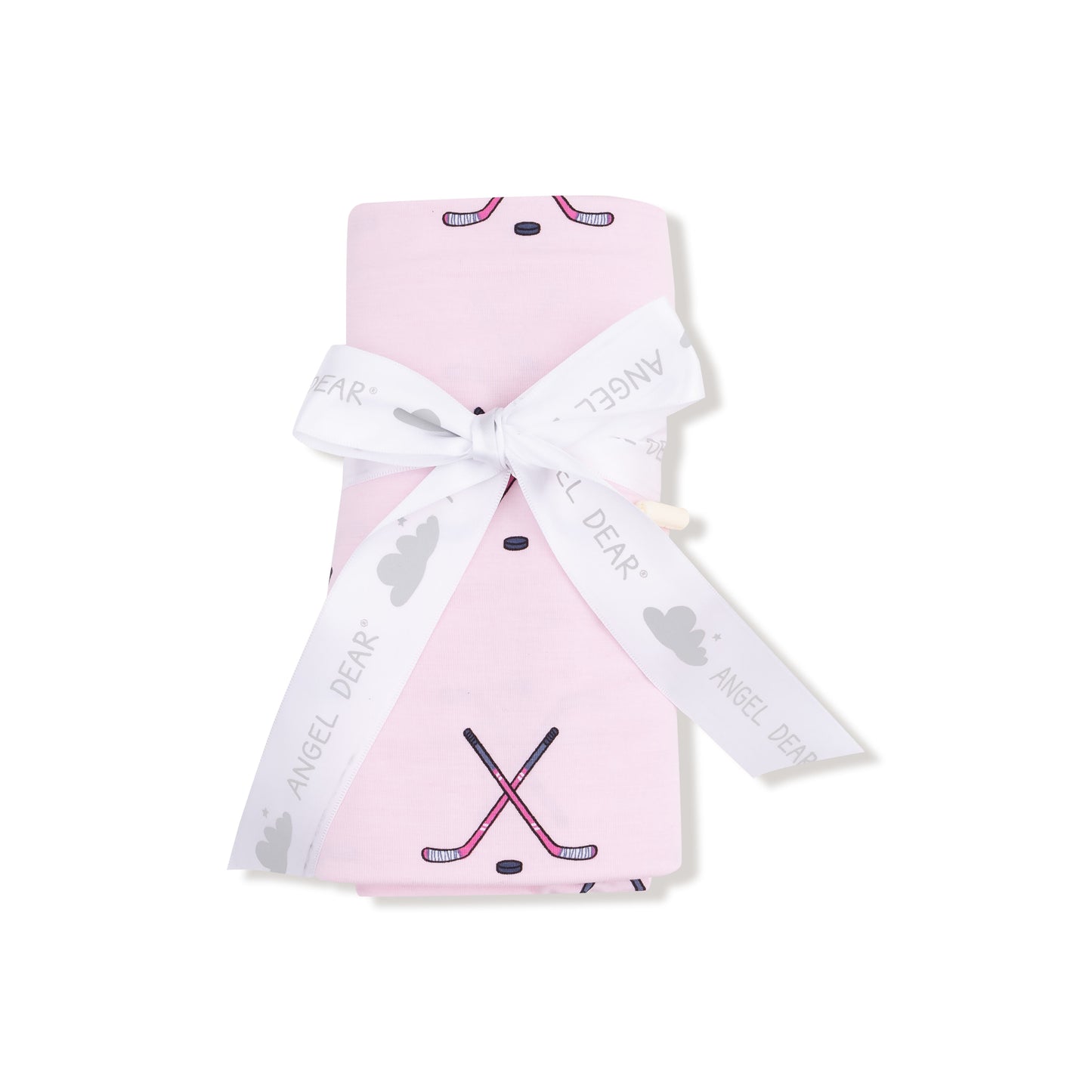 Swaddle Blanket in our  Hockey - Pink print from Angel Dear