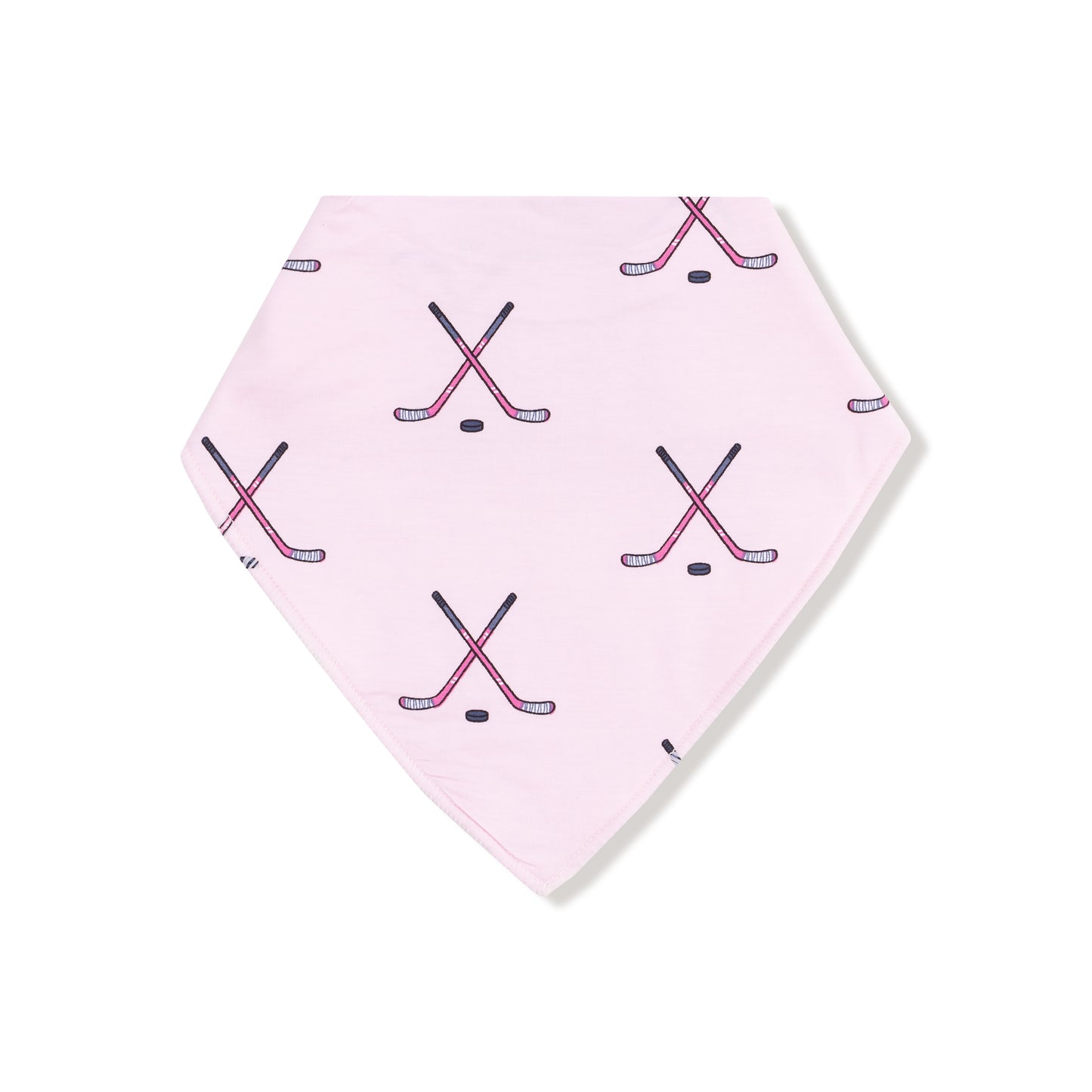 Bandana Bib in our  Hockey - Pink print from Angel Dear