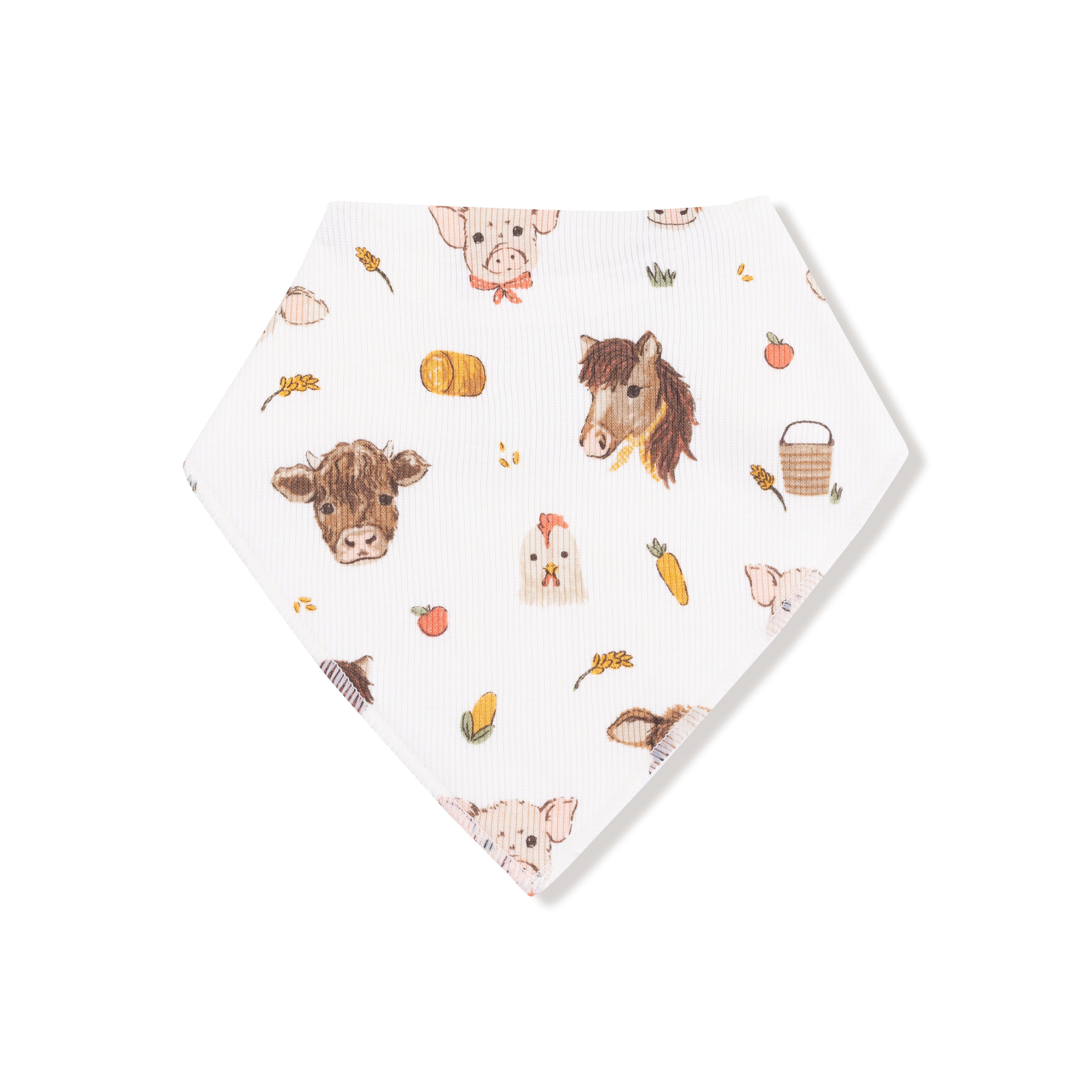 Bandana Bib in our  Vintage Baby Farm Animals print from Angel Dear