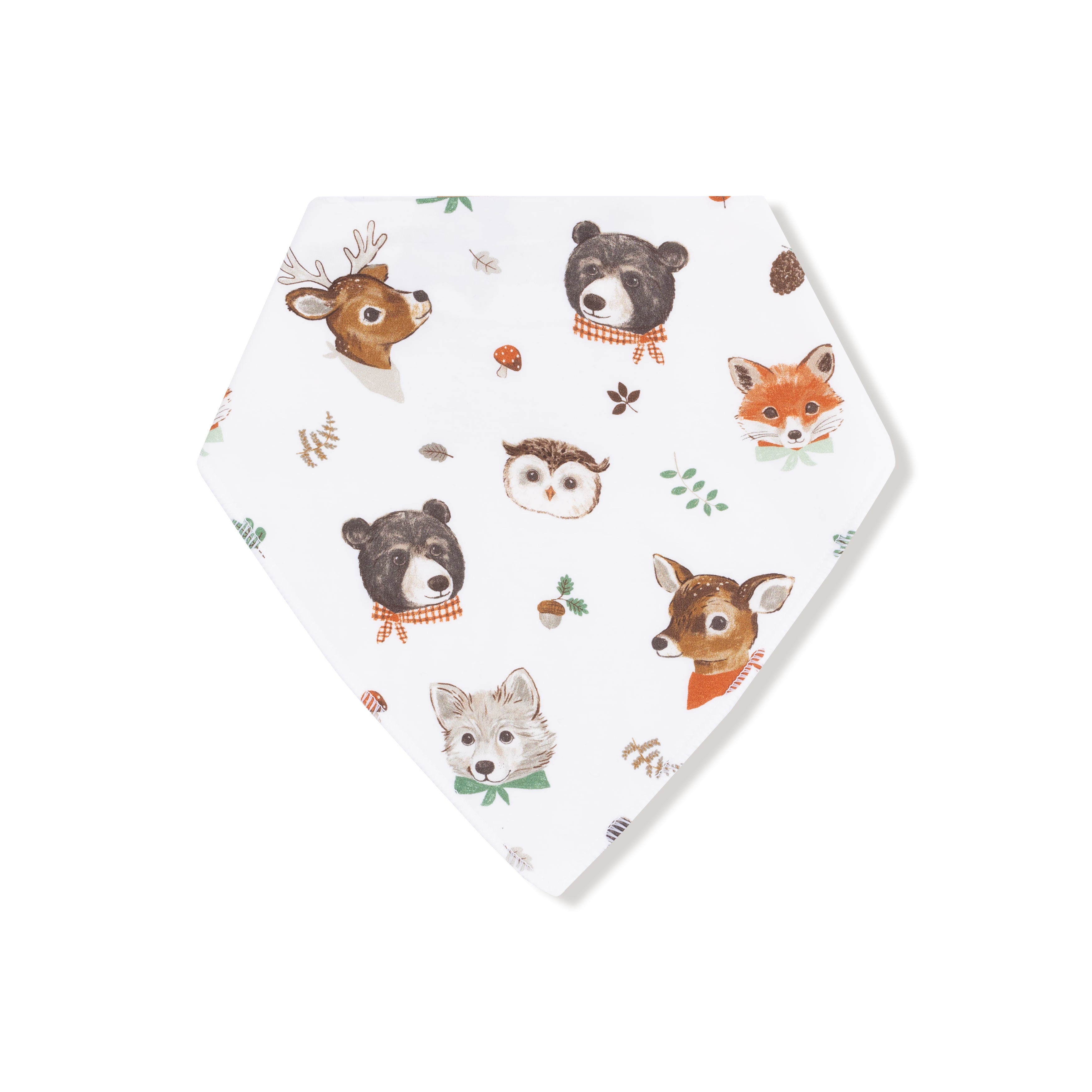 Bandana Bib in our  Woodland Animal Faces print from Angel Dear