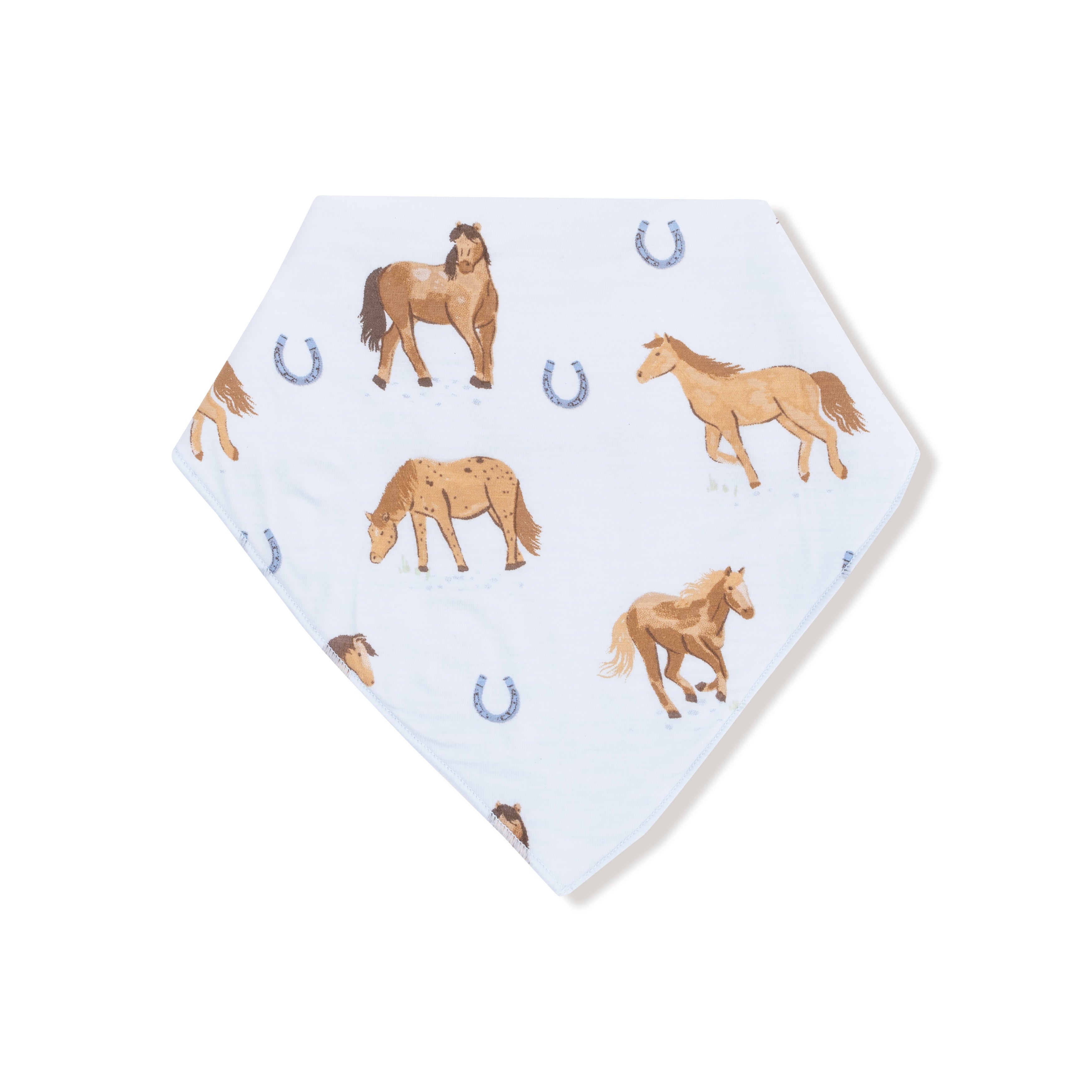 Bandana Bib in our  Horses - Blue print from Angel Dear