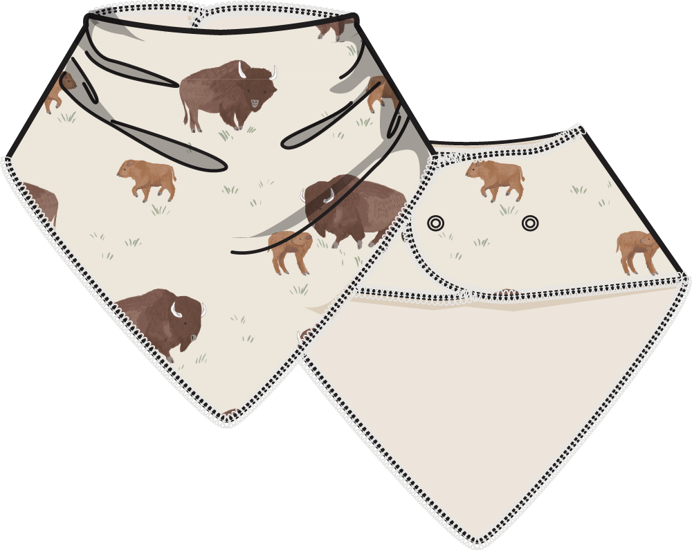 Bib with bison pattern on a white background