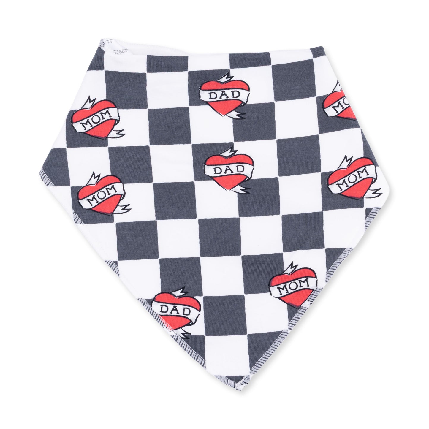 Heart Tattoo Check Black - Bandana Bib