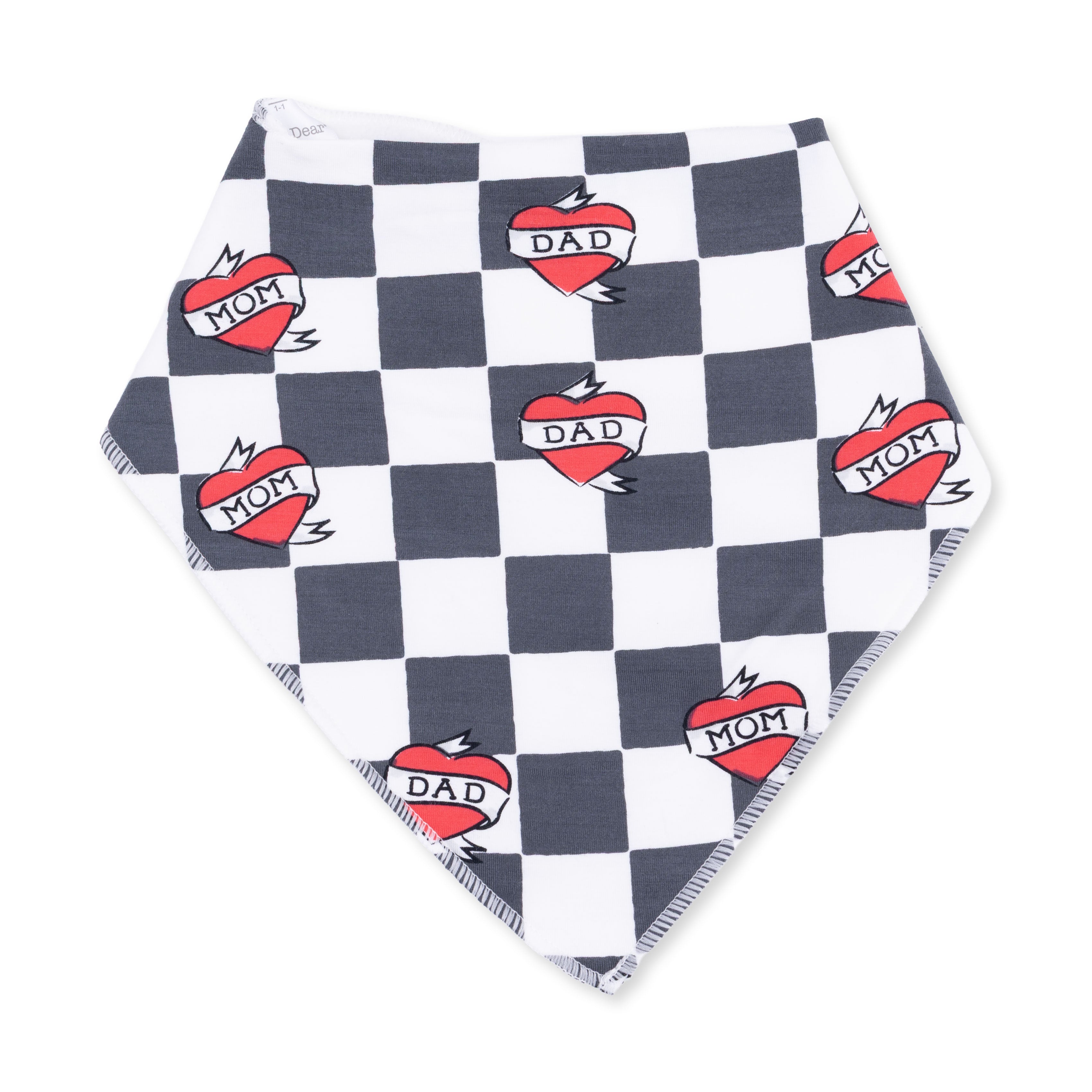 Heart Tattoo Check Black - Bandana Bib