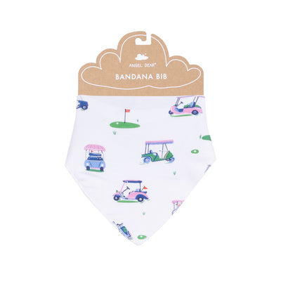 Bandana Bib - Vintage Golf Carts Pink-Angel Dear