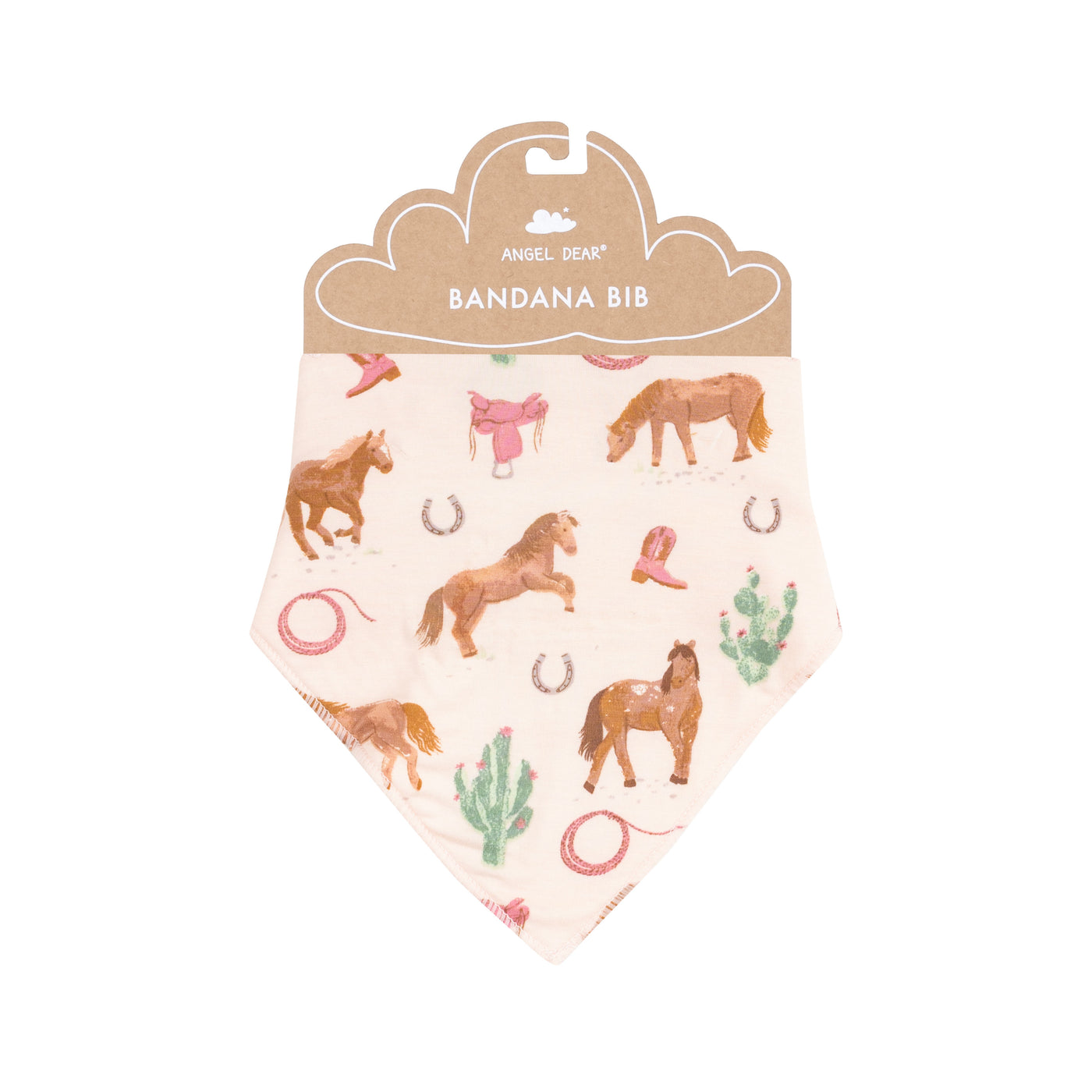 Bandana Bib - Western Horses Pink