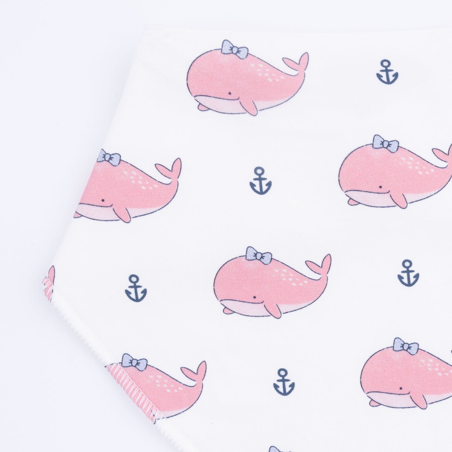 Bubbly Whale with Bow  Pink - Bandana Bib-Angel Dear