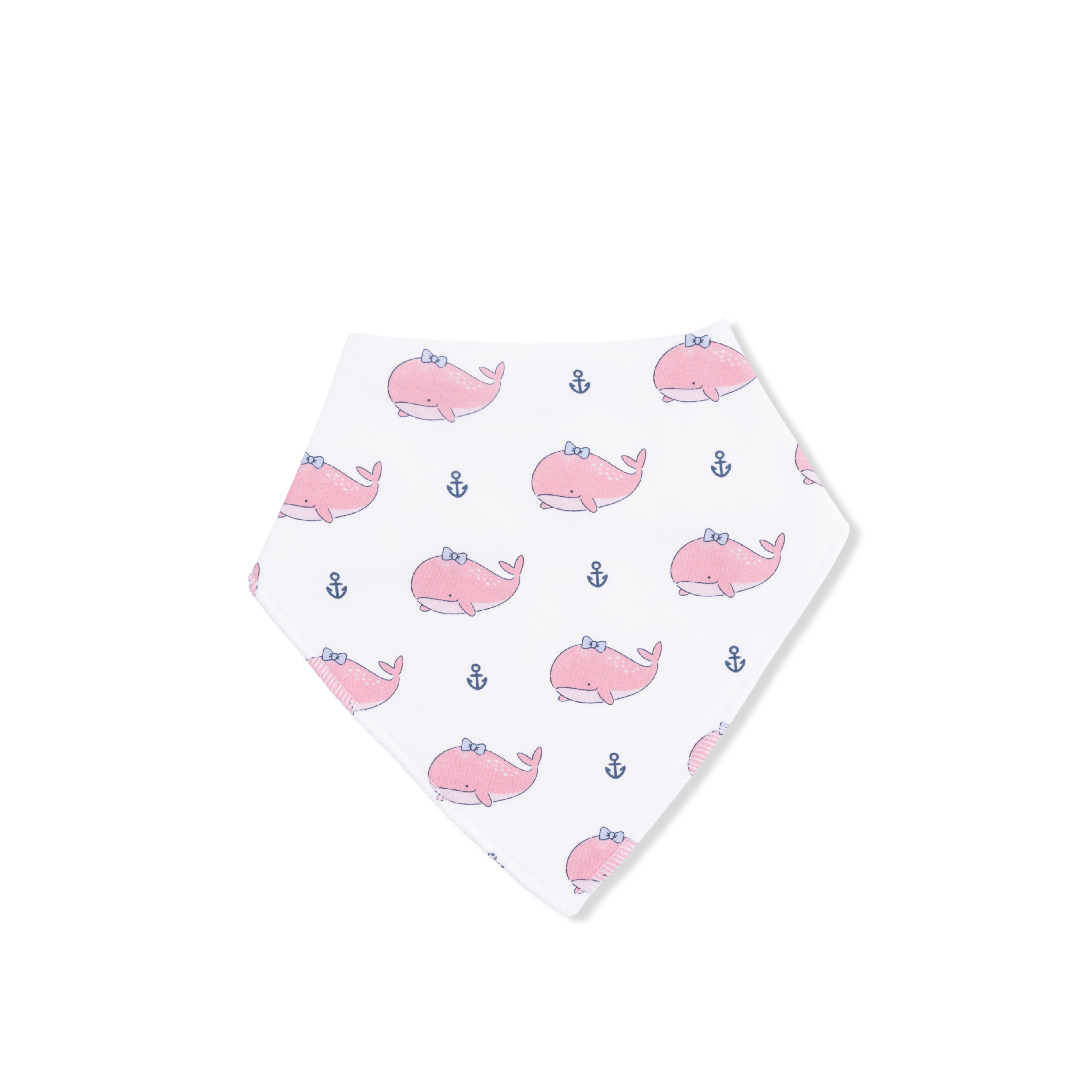 Bubbly Whale with Bow  Pink - Bandana Bib-Angel Dear
