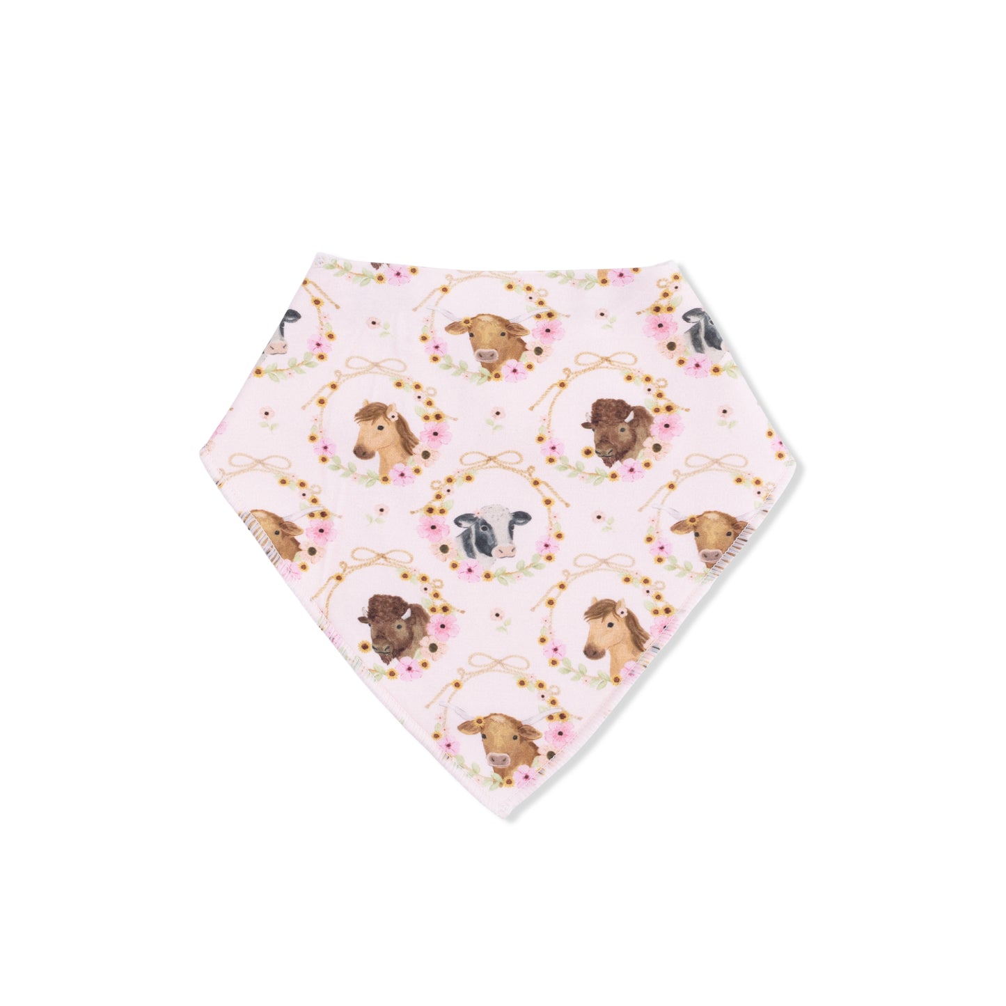 Farm Animals Floral Cameos Pink - Bandana Bib-Angel Dear