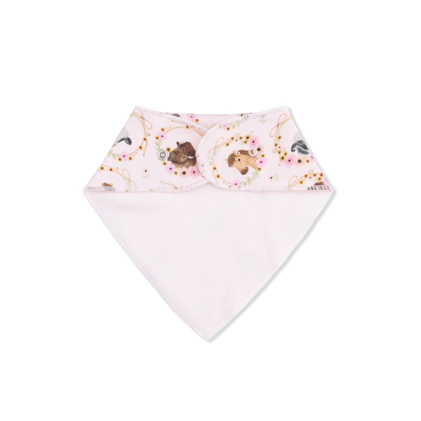 Farm Animals Floral Cameos Pink - Bandana Bib-Angel Dear