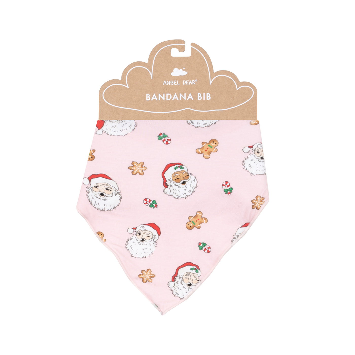 Bandana Bib - Vintage Santas Pink-Angel Dear