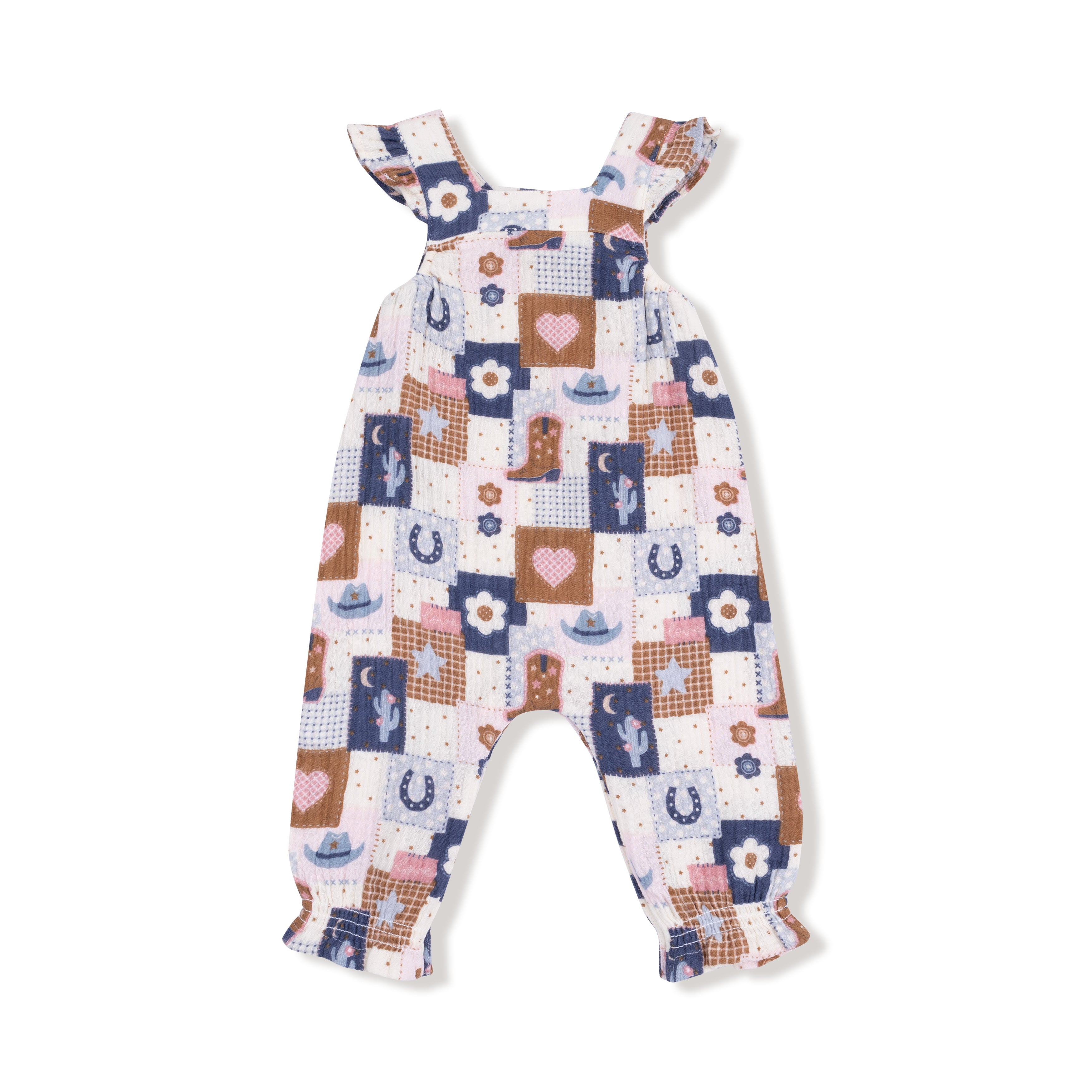 Smocked Overall Set in our  Patchwork Cowgirl print from Angel Dear