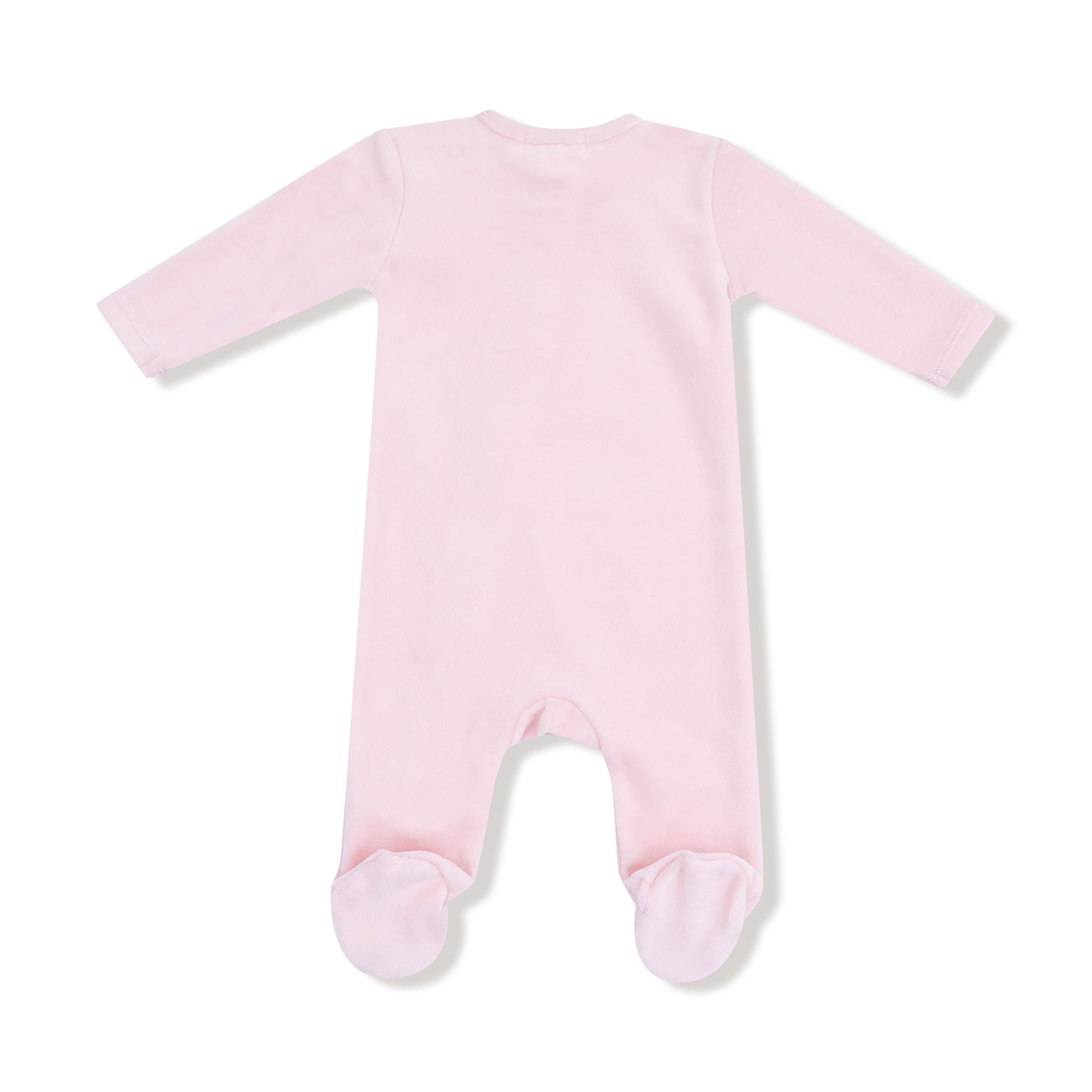 Pink Velour Footie in our  Velour Teddy Bear print from Angel Dear