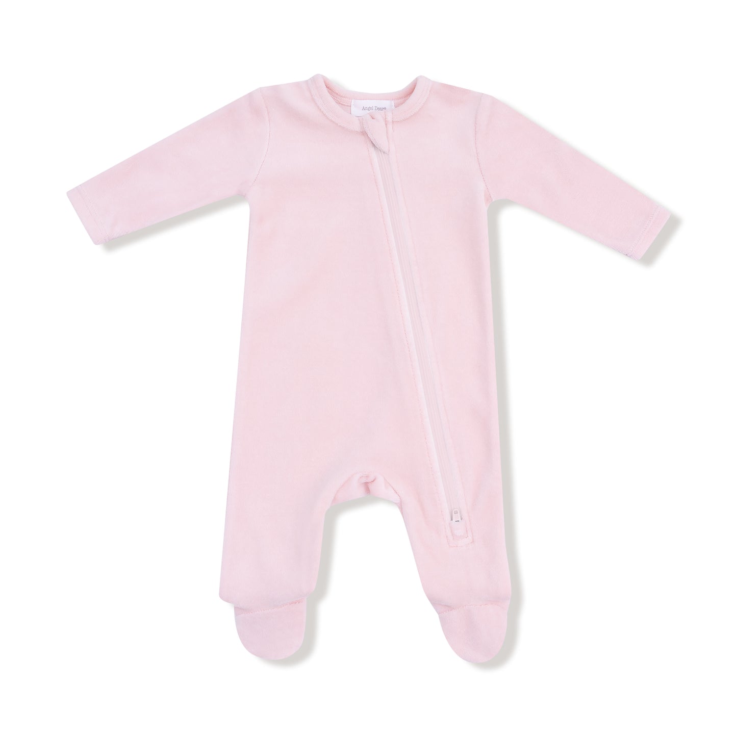Pink Velour Footie in our  Velour Teddy Bear print from Angel Dear