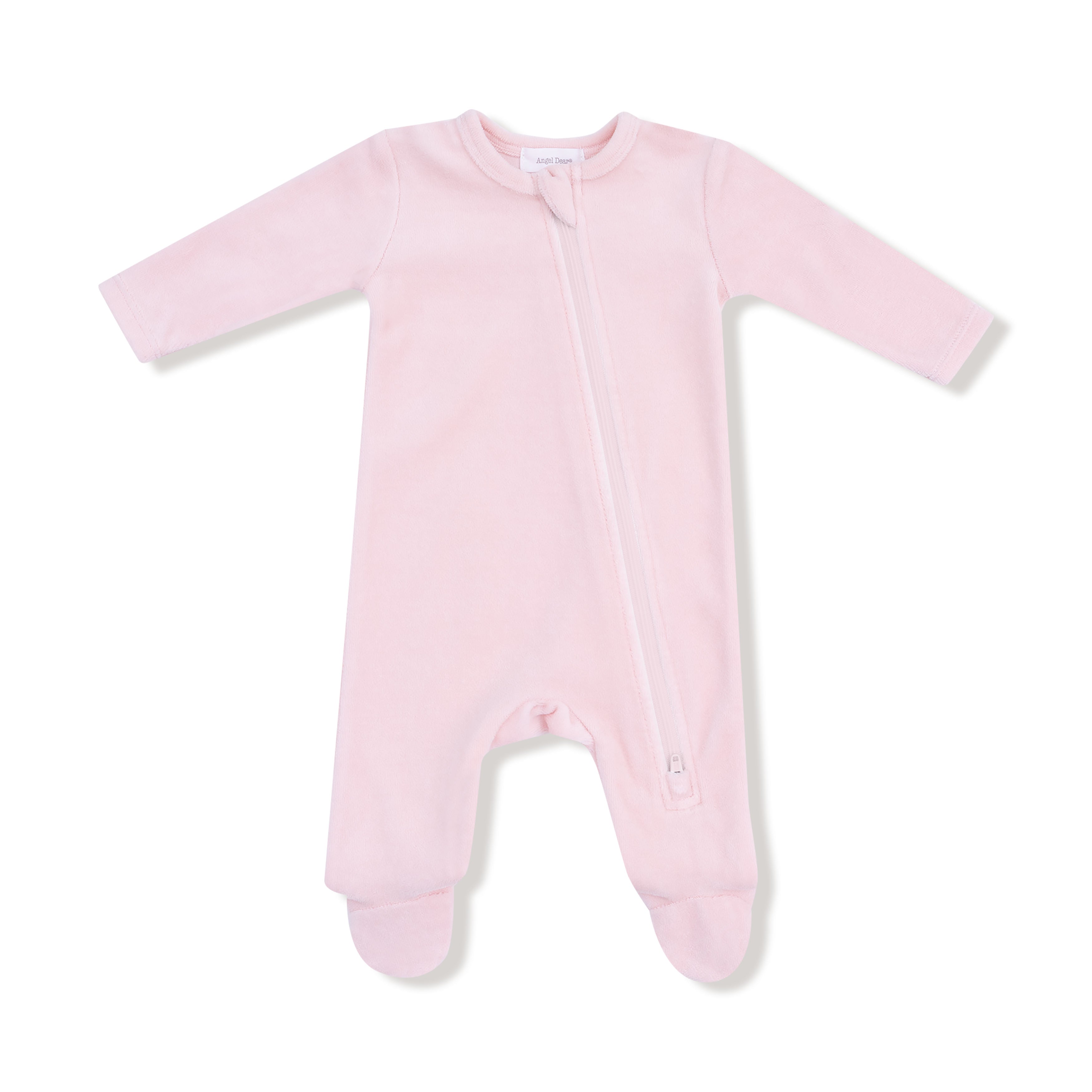 Pink Velour Footie in our  Velour Teddy Bear print from Angel Dear