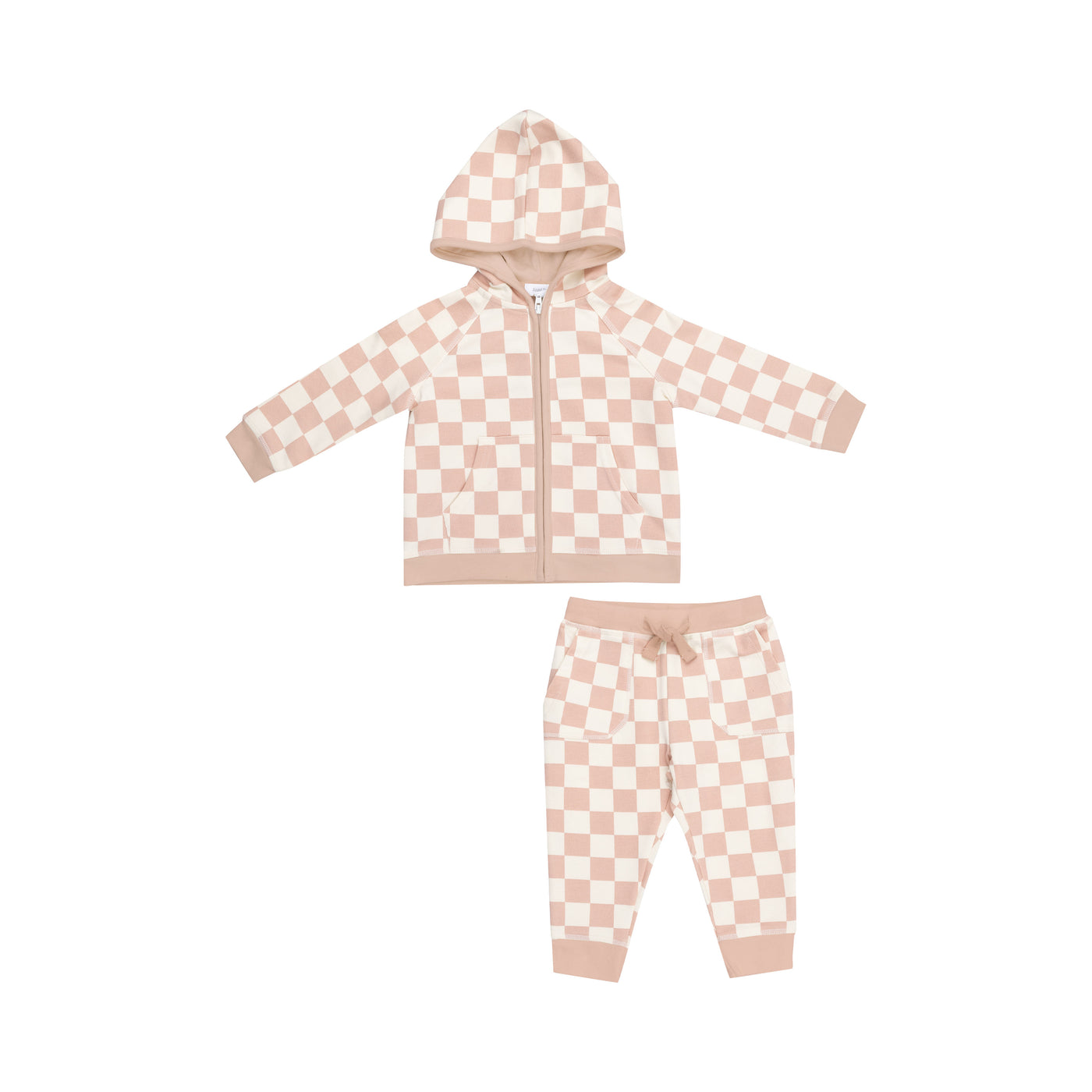 Hoodie And Jogger - French Terry Checkerboard Pink-Angel Dear