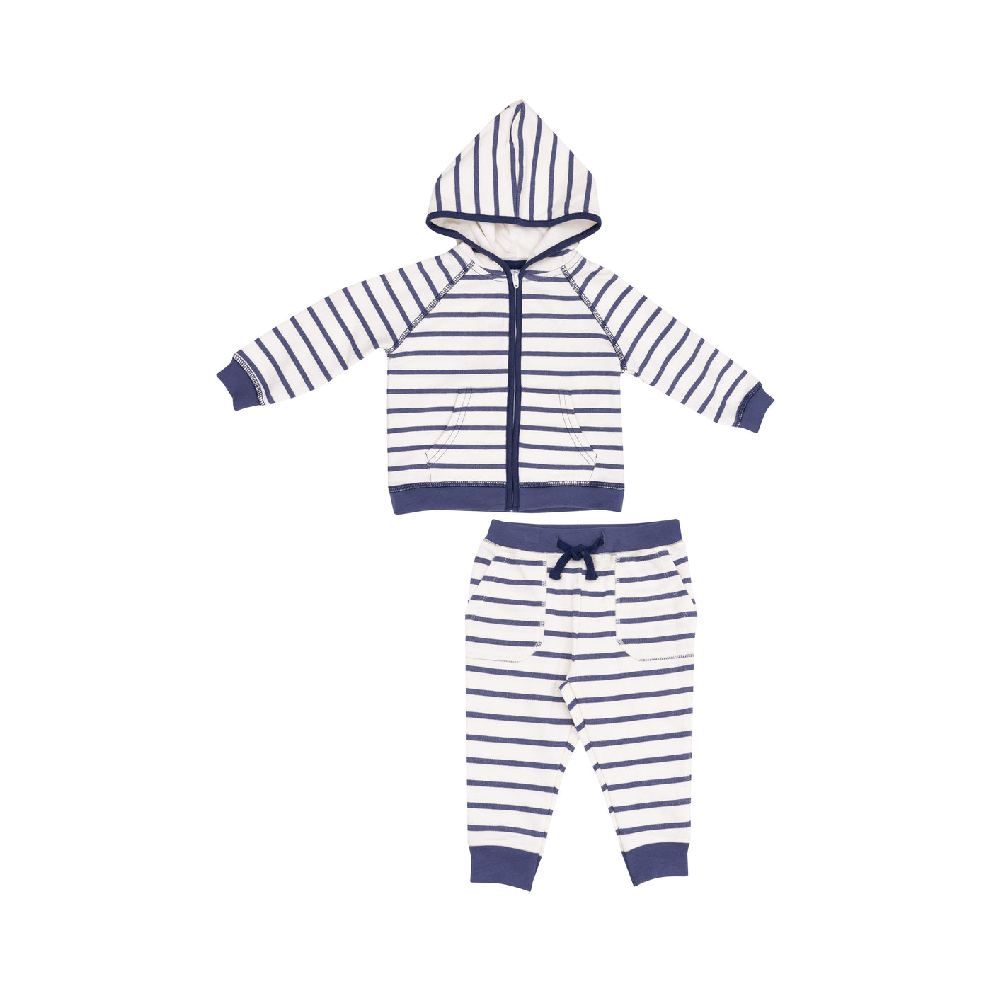 French Terry Hoodie and Jogger - Navy Stripe