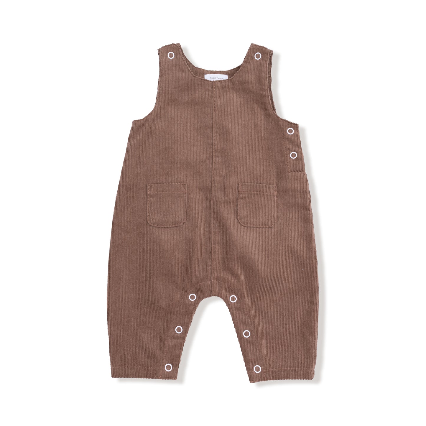 Uni Overalls in our Chocolate Malt print from Angel Dear
