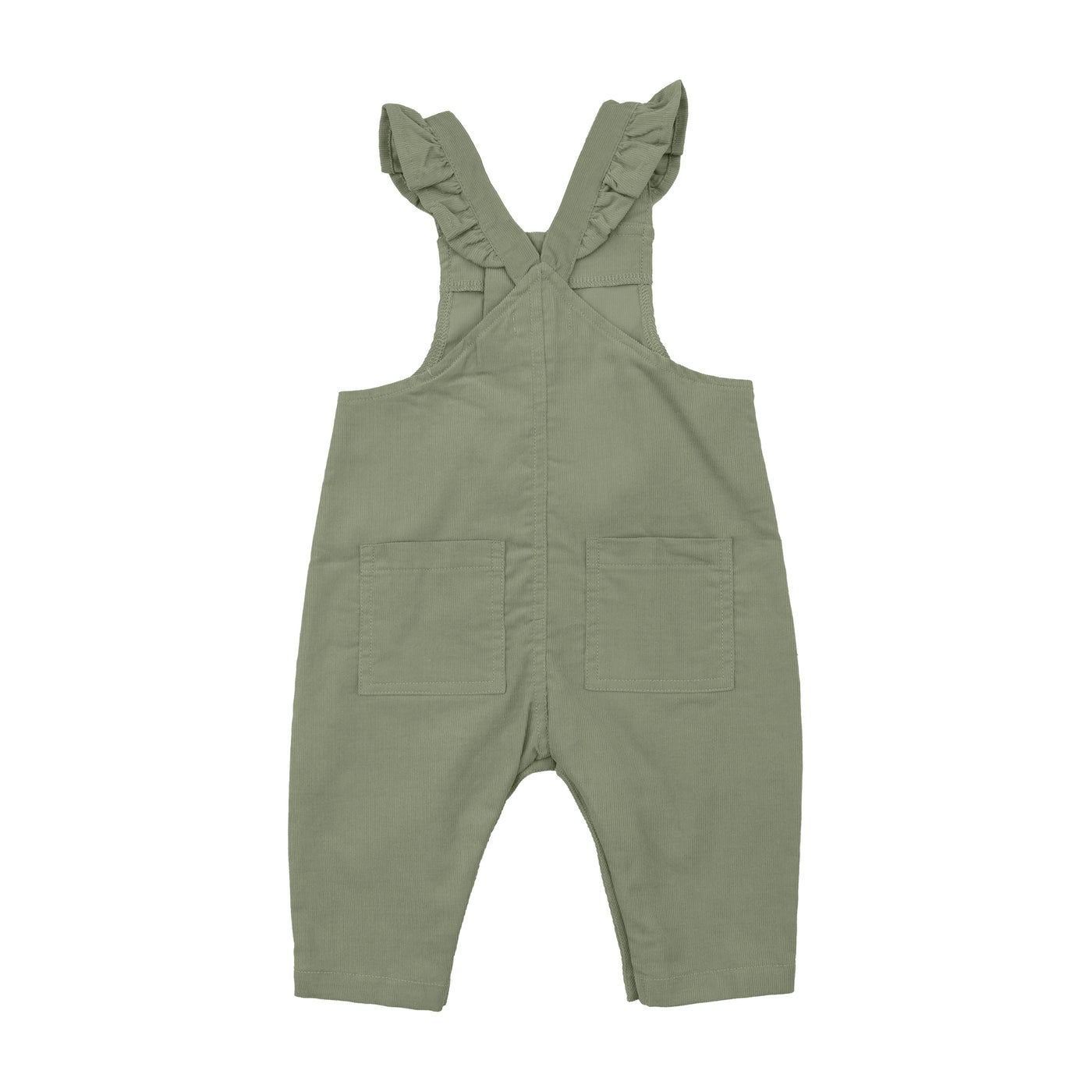 Front Snap Ruffle Overall  - Oil Green-Angel Dear