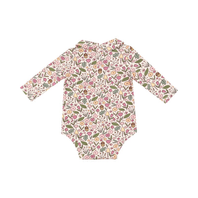 Peter Pan Collar Bodysuit - Acorn Floral-Angel Dear