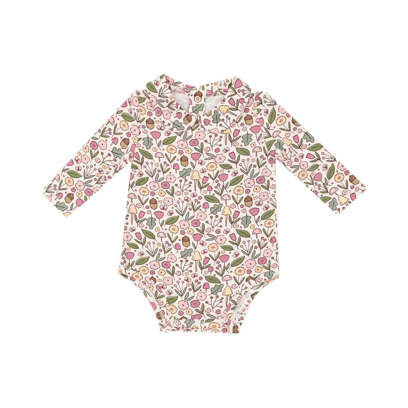 Peter Pan Collar Bodysuit - Acorn Floral-Angel Dear