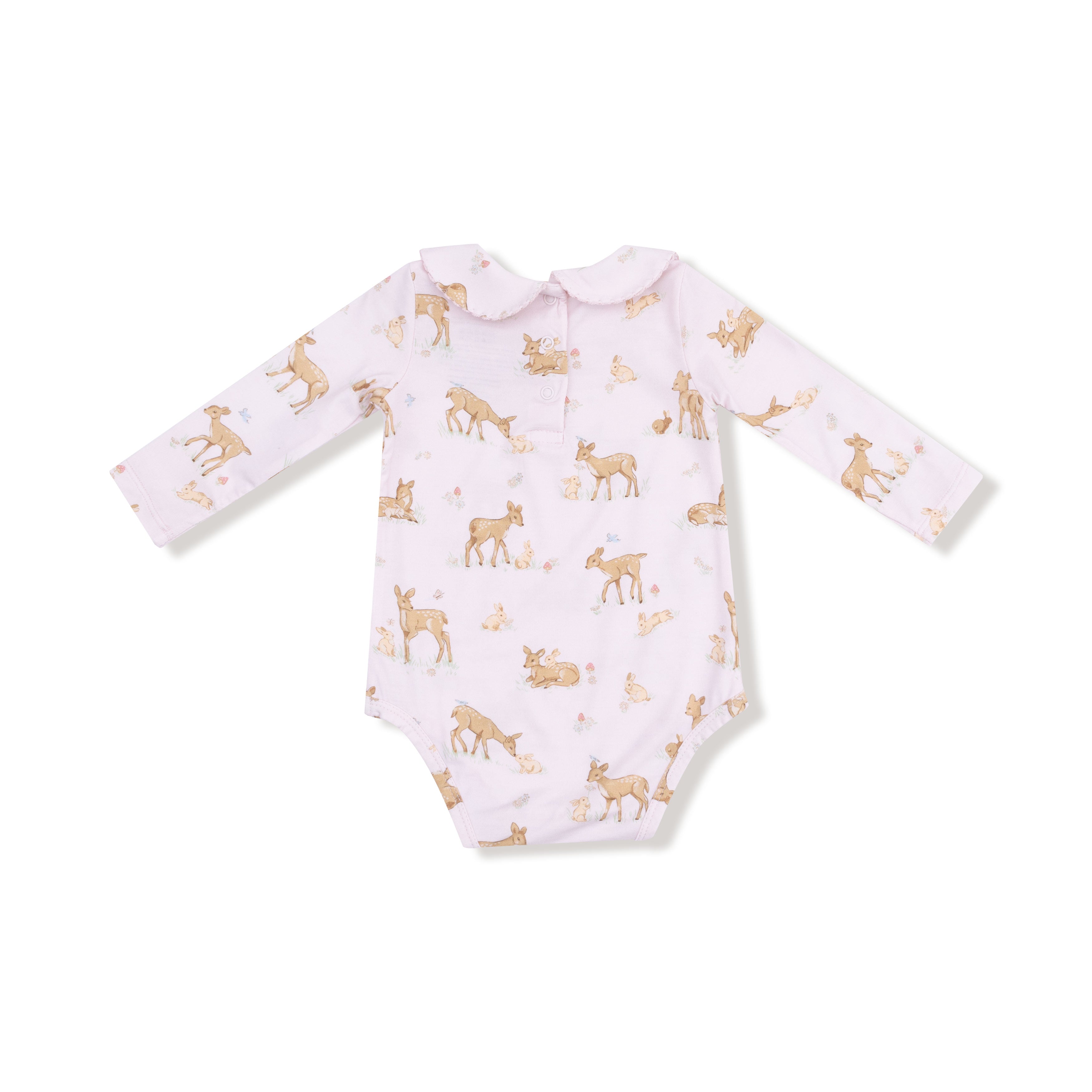 Peter Pan Collar Bodysuit in our  Little Fawn print from Angel Dear