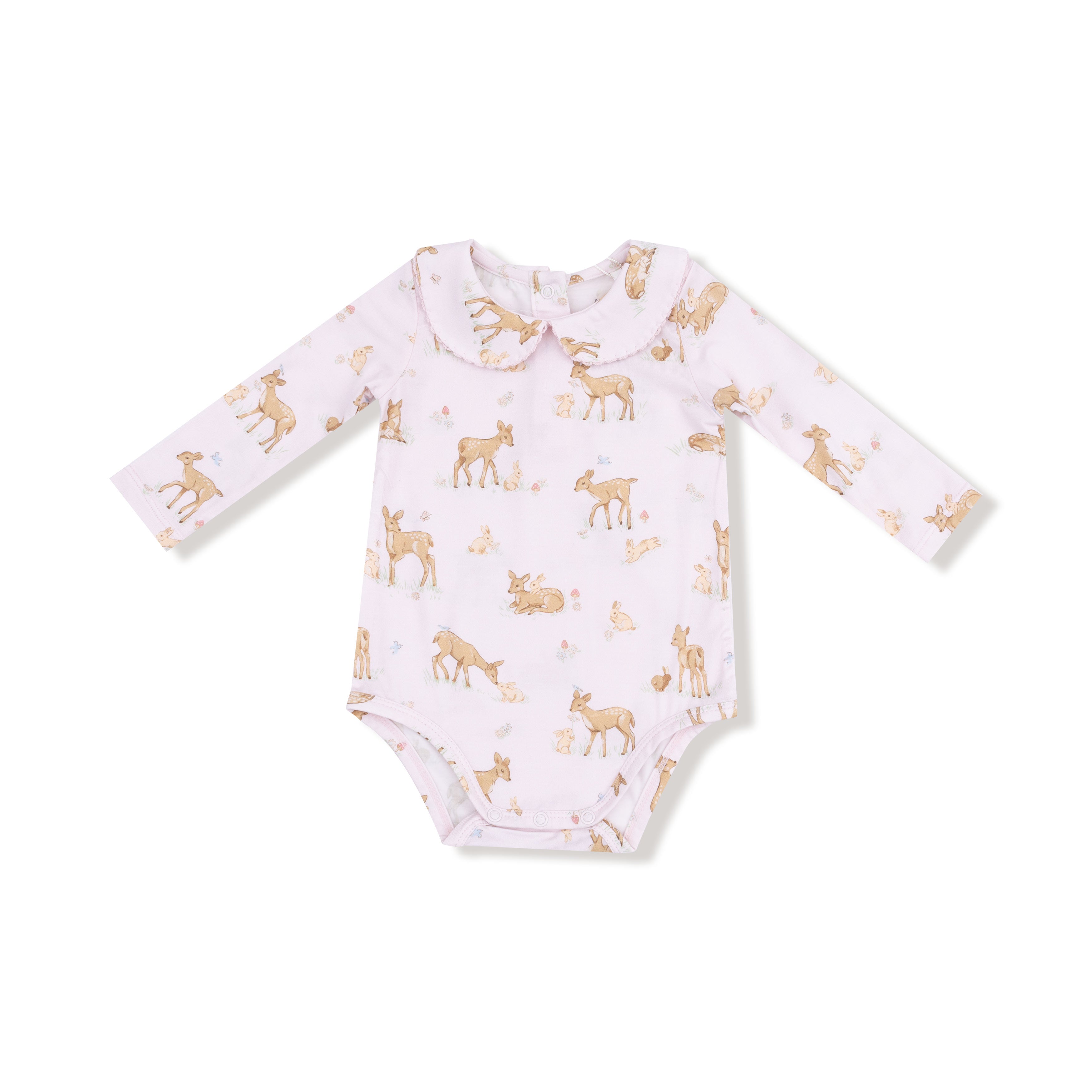 Peter Pan Collar Bodysuit in our  Little Fawn print from Angel Dear