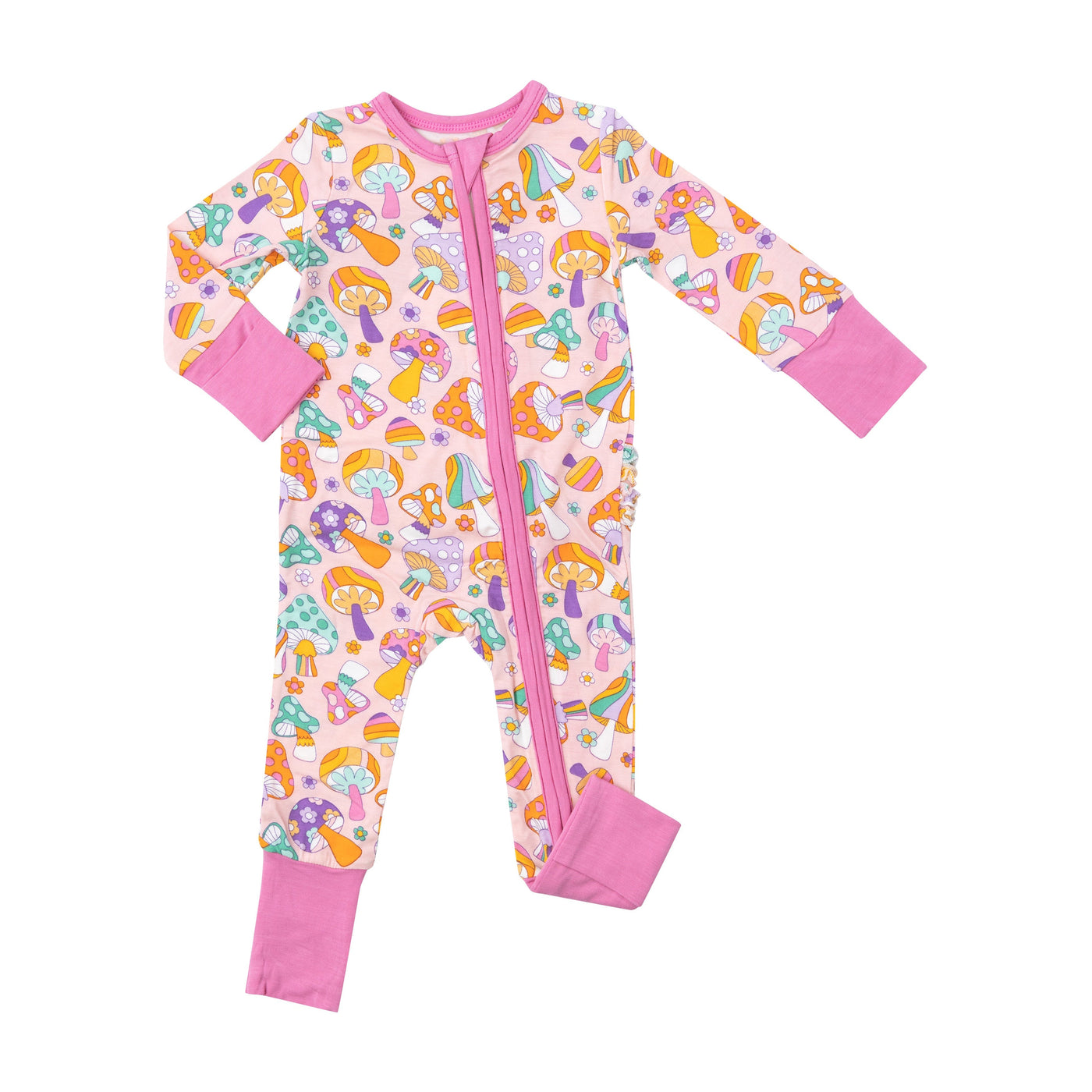 2 Way Zipper Romper - Flower Power Mushrooms - Angel Dear