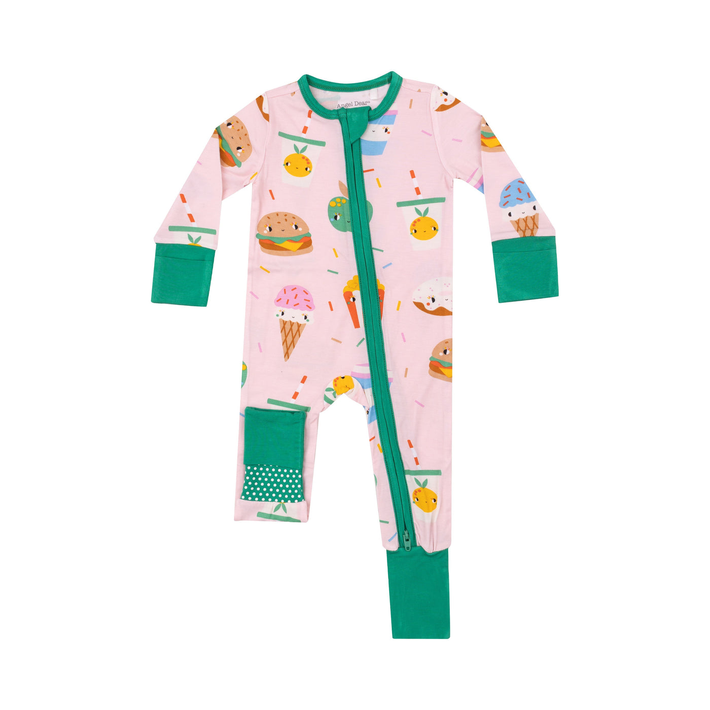 2 Way Zipper Romper - Send Snacks Pink - Angel Dear