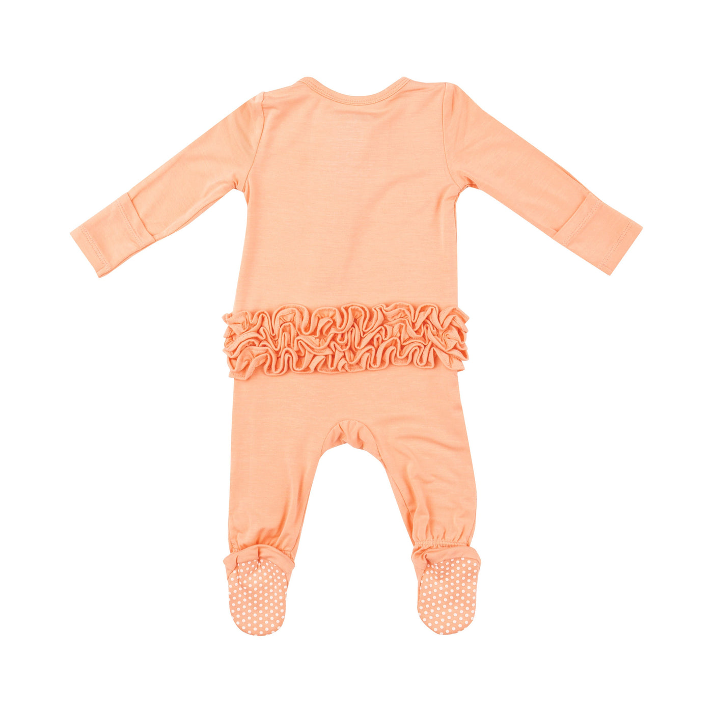 2 Way Zipper Ruffle Back Footie - Peach Nectar Solid by Angel Dear