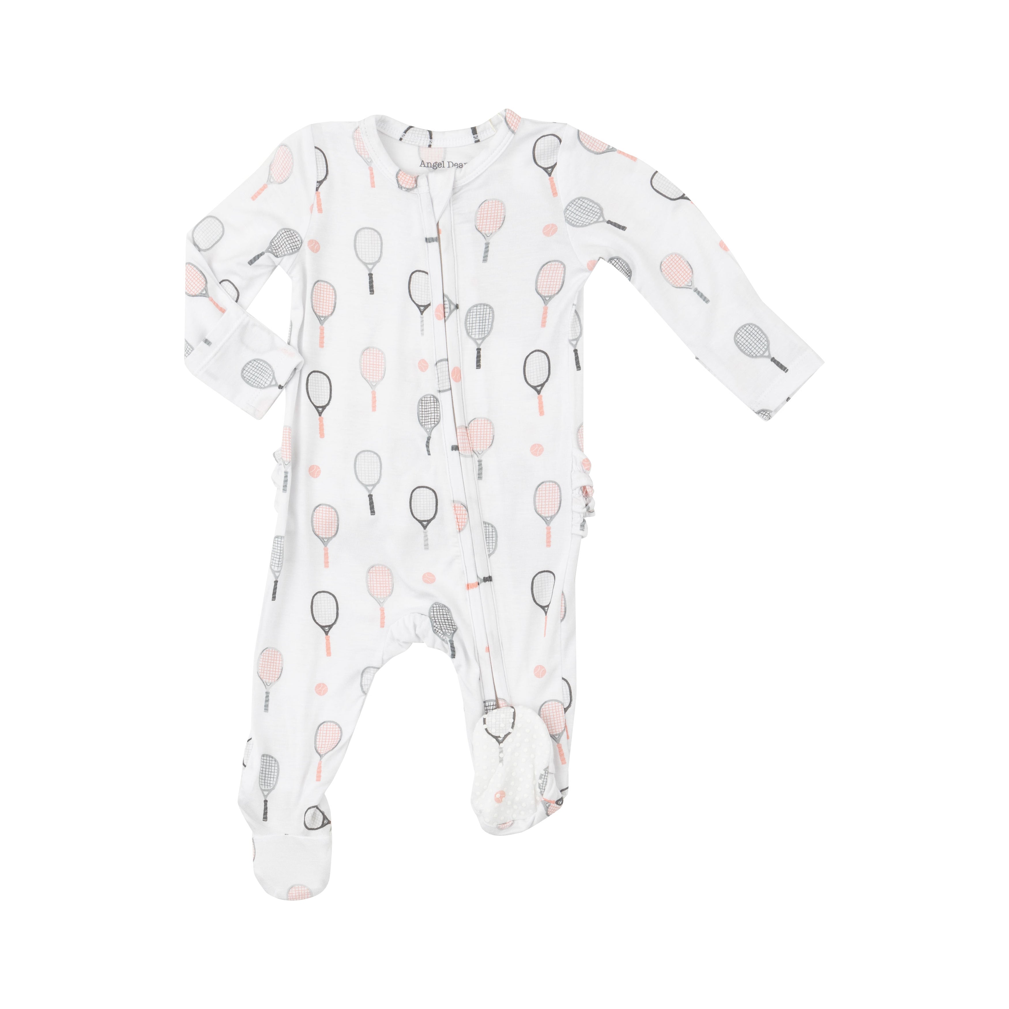 2 Way Zipper Ruffle Back Footie Tennis Pink Angel Dear