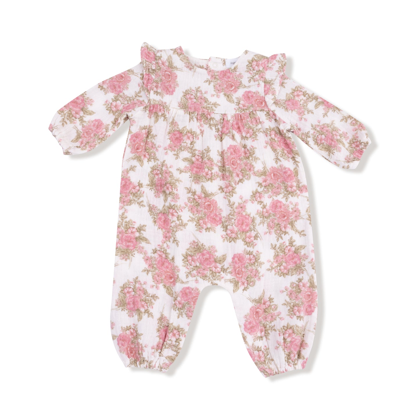 Ruffle Sleeve Romper in our  Heirloom Bouquets print from Angel Dear