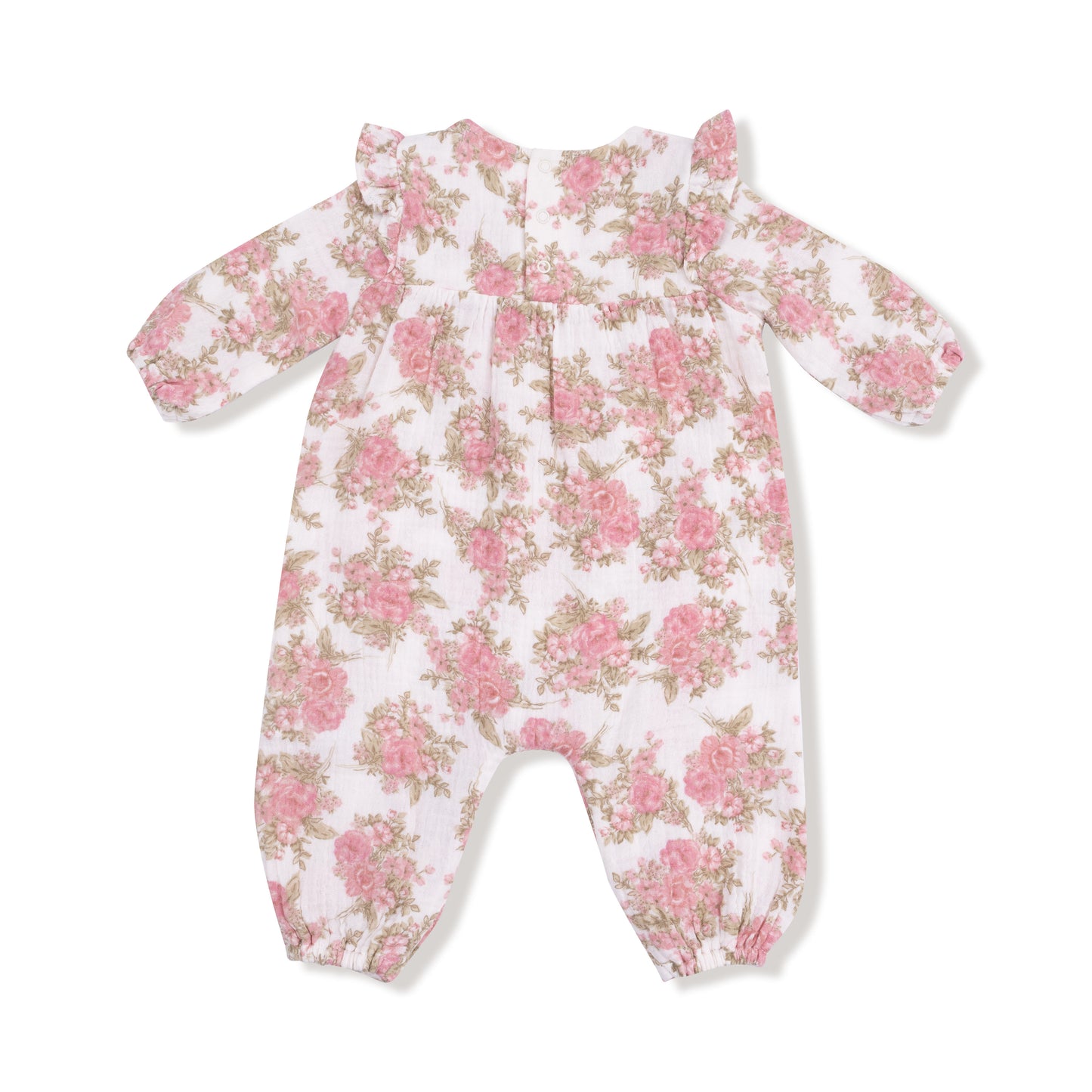 Ruffle Sleeve Romper in our  Heirloom Bouquets print from Angel Dear