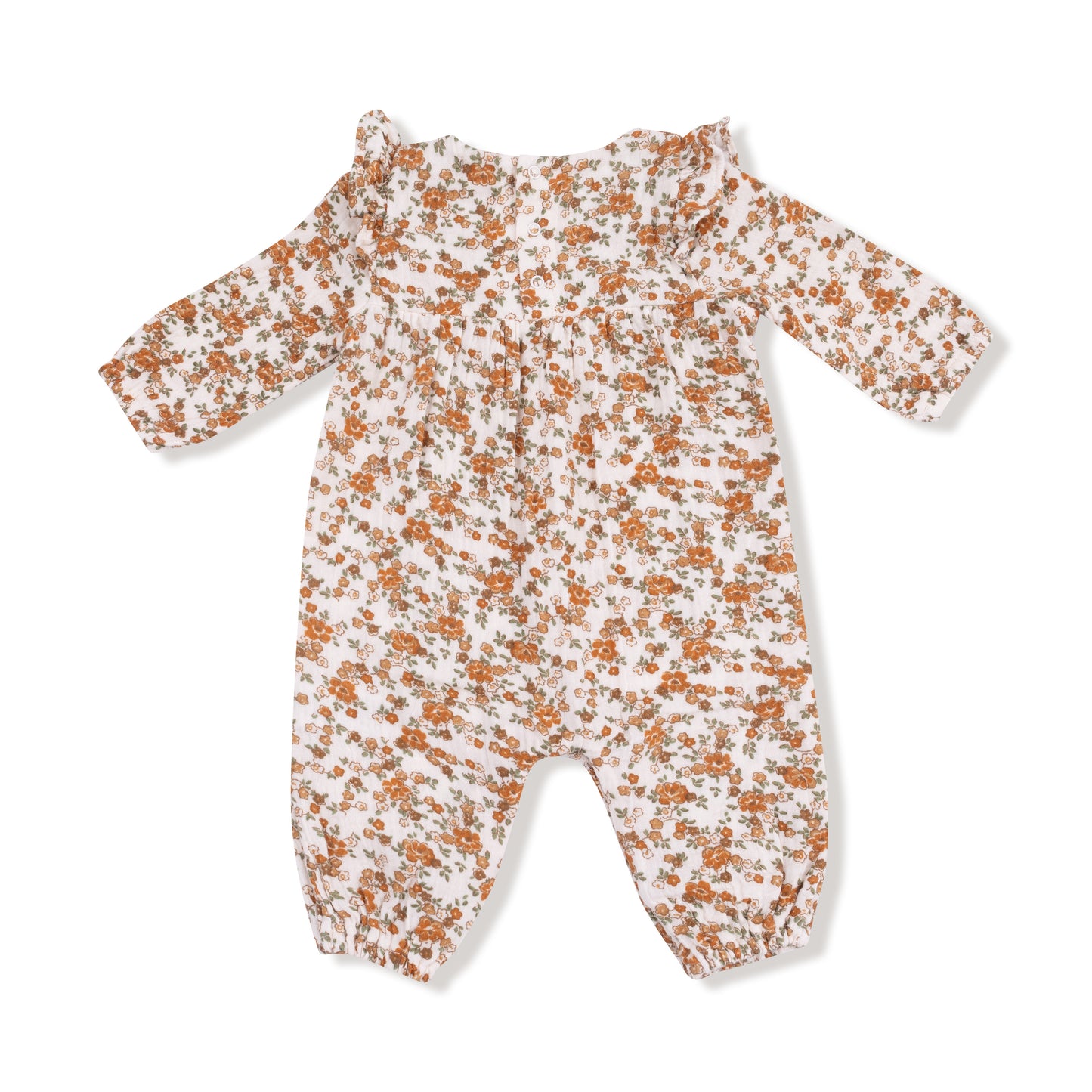 Ruffle Sleeve Romper in our  Prairie Calico print from Angel Dear