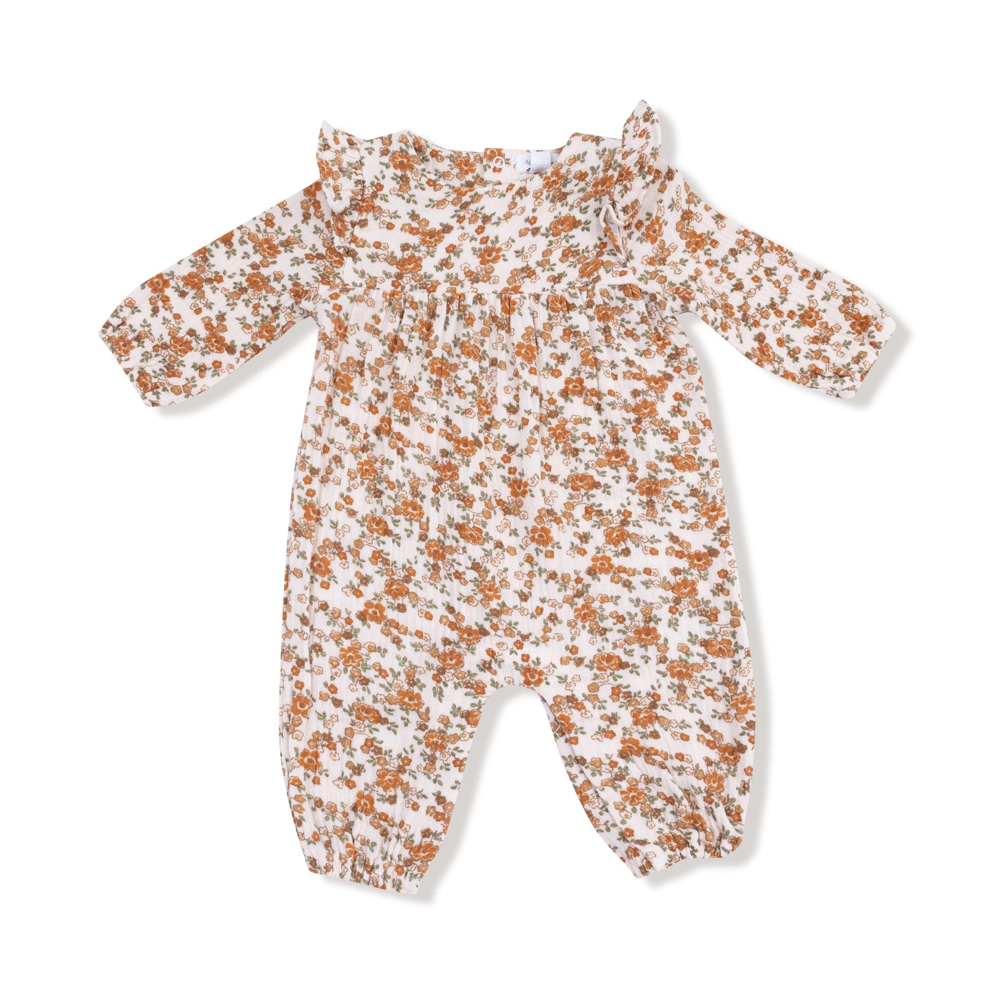Ruffle Sleeve Romper in our  Prairie Calico print from Angel Dear