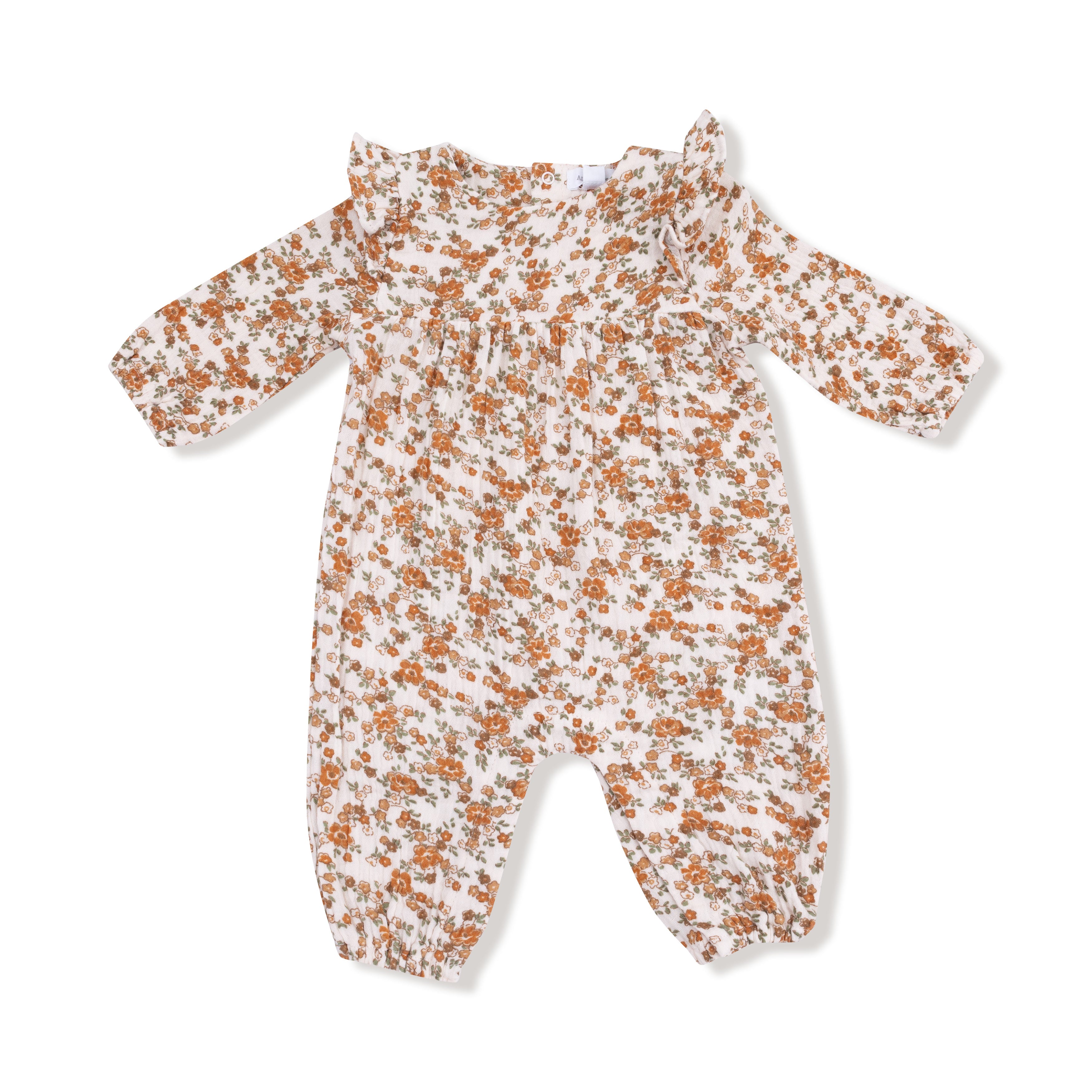 Ruffle Sleeve Romper in our  Prairie Calico print from Angel Dear