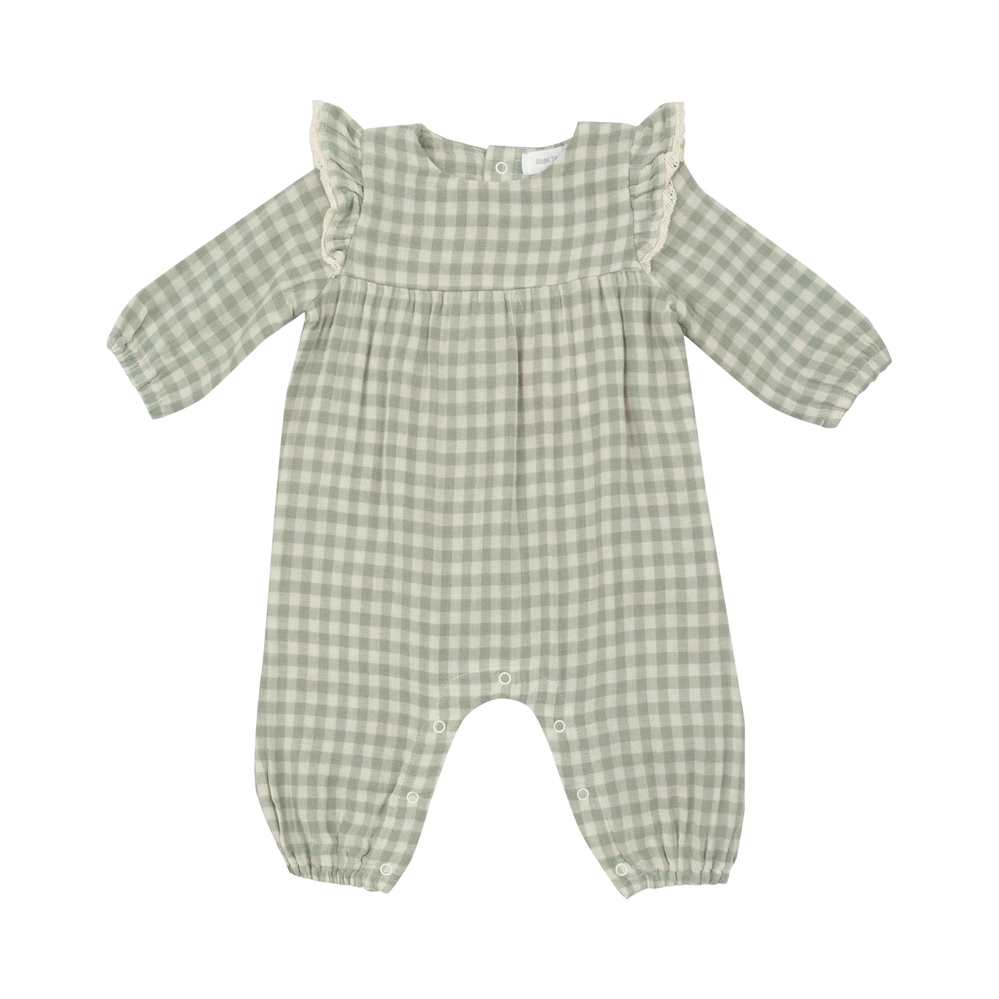 Ruffle Sleeve Romper - Mini Green Gingham-Angel Dear