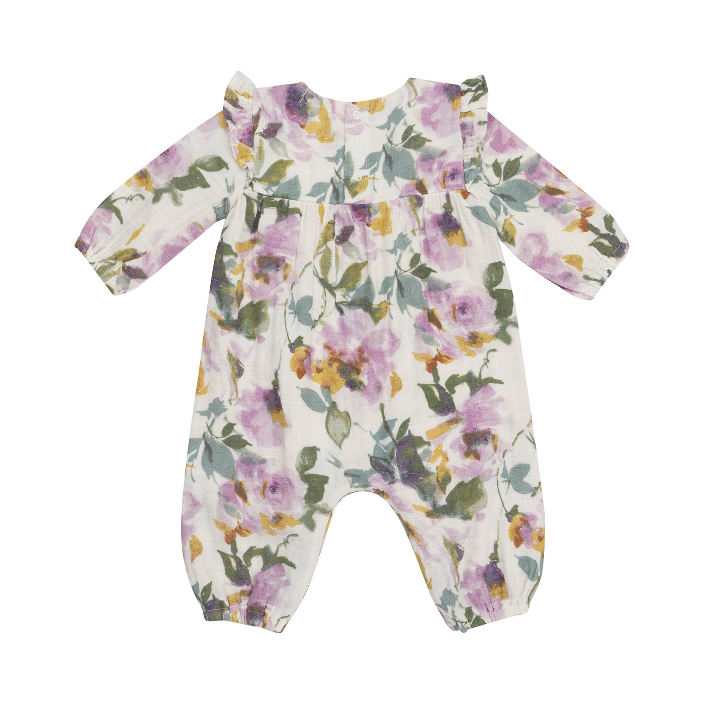 Ruffle Sleeve Romper - Watercolor Rose-Angel Dear