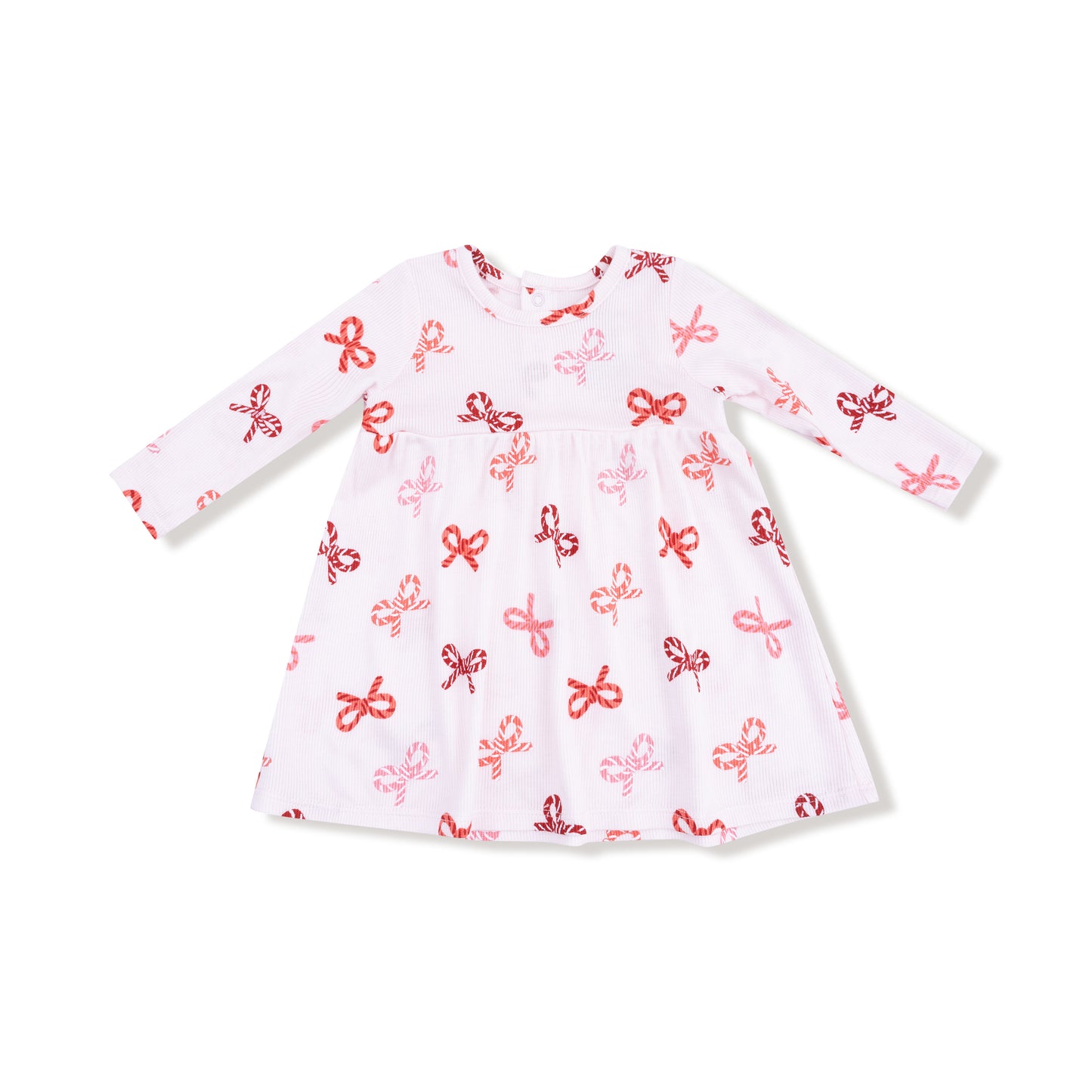 Simple Dress + Bloomer in our  Candy Cane Bows print from Angel Dear