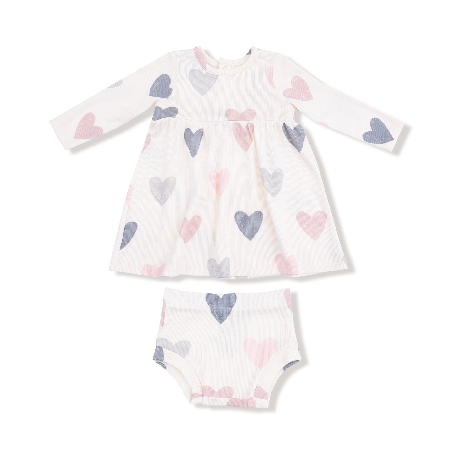 Simple Dress + Bloomer in our  Hearts print from Angel Dear