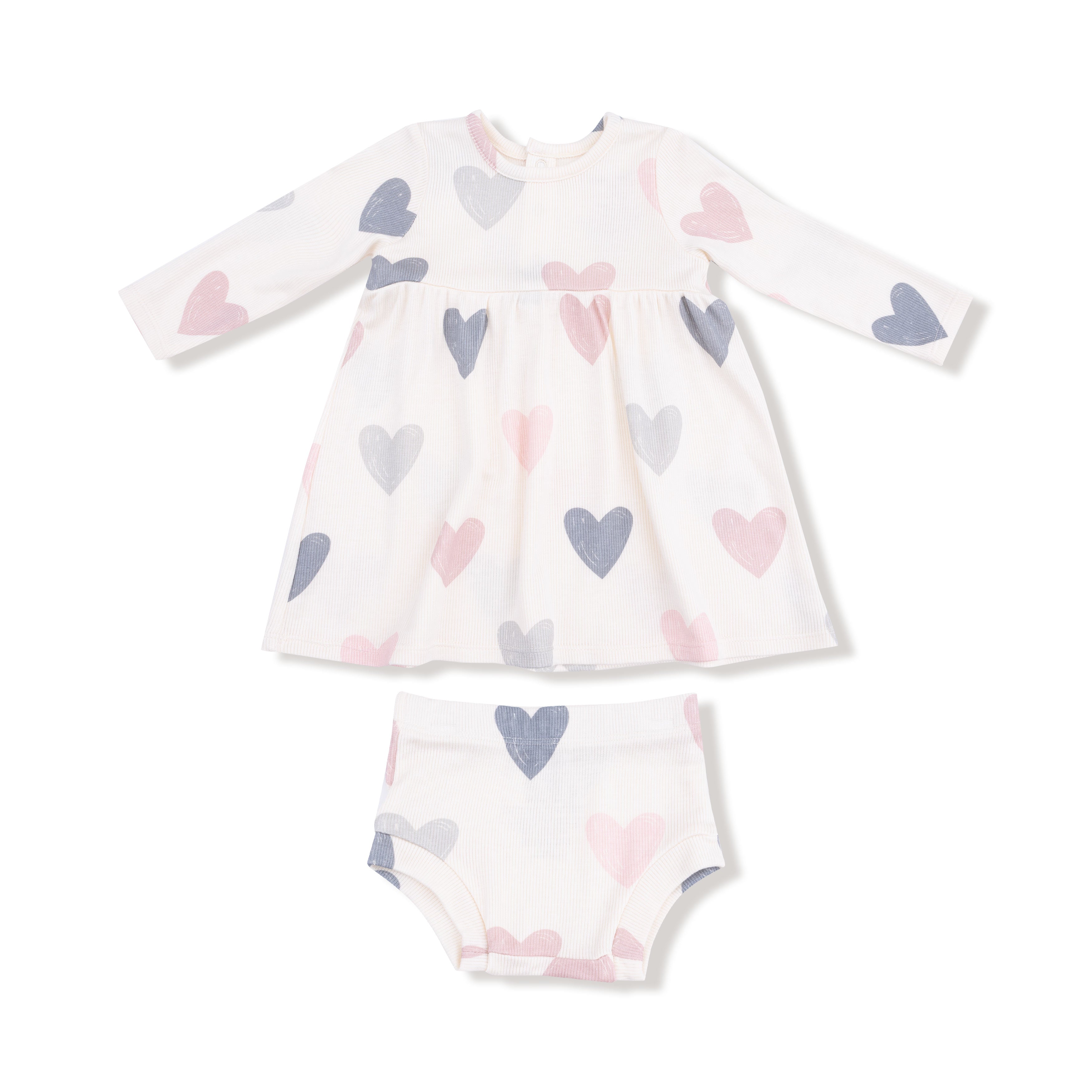 Simple Dress + Bloomer in our  Hearts print from Angel Dear